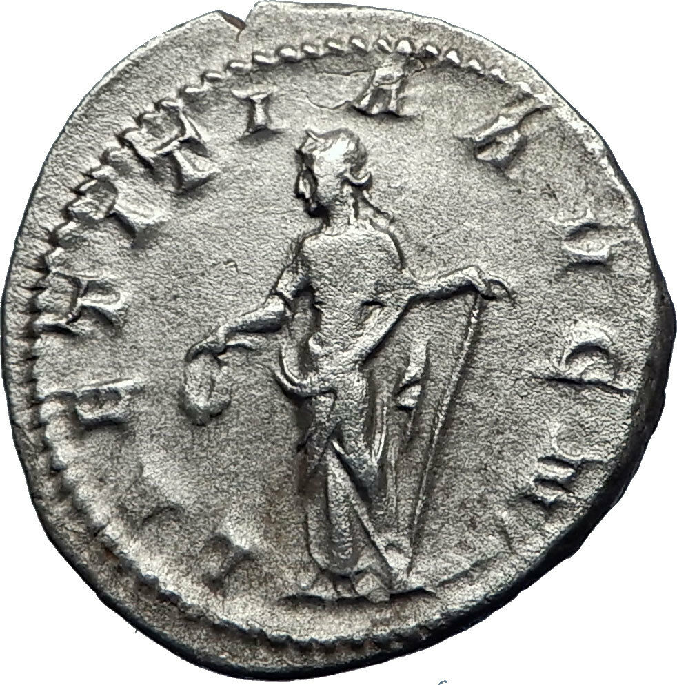 GORDIAN III 241AD Authentic Original Ancient Silver Roman Coin Laetitia i70068