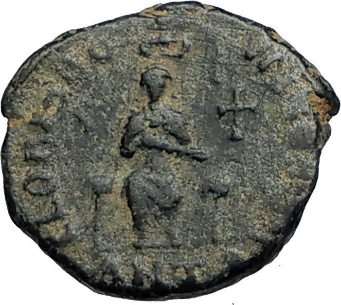 EUDOXIA Arcadius Wife 400AD Authentic Ancient Roman Coin GOD's HAND CROSS i67451