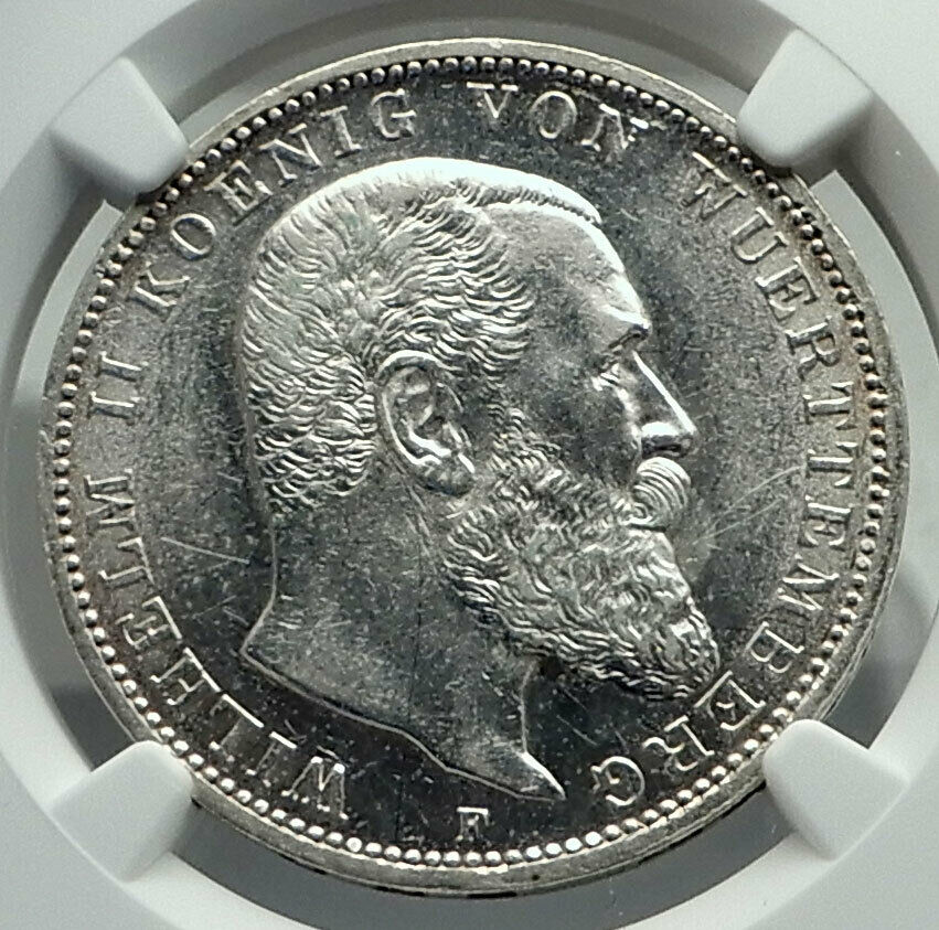 1912 Germany GERMAN STATES Wurttemberg WILHELM II Antique Silver Coin NGC i79821