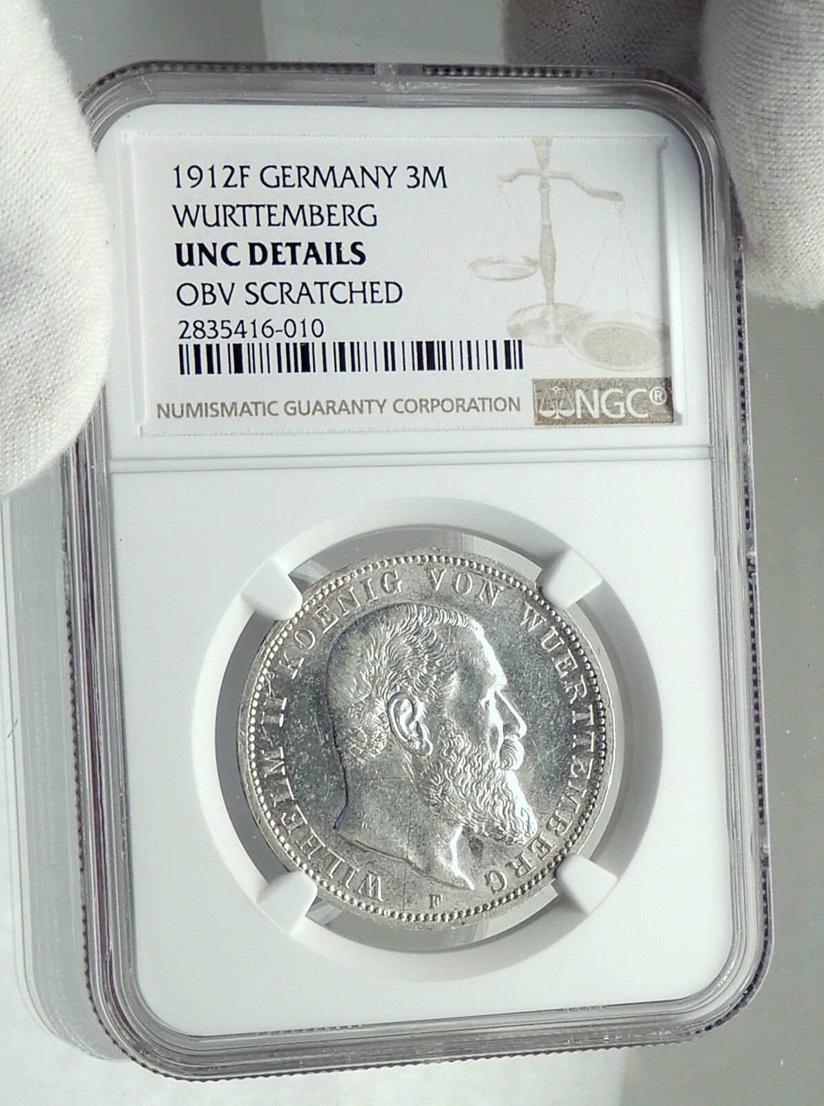 1912 Germany GERMAN STATES Wurttemberg WILHELM II Antique Silver Coin NGC i79821