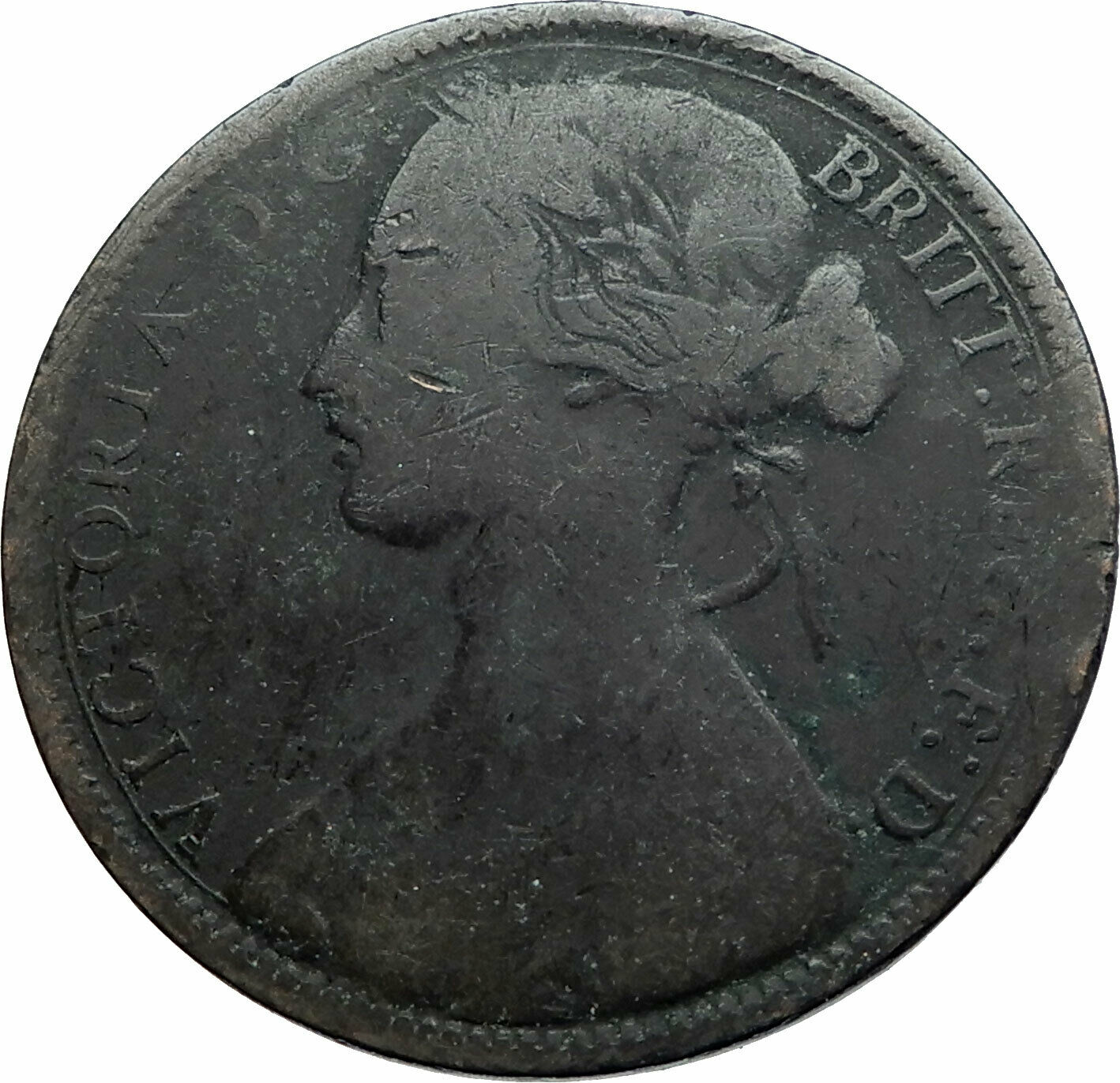 1862 UK Great Britain United Kingdom QUEEN VICTORIA Genuine Penny Coin i79514