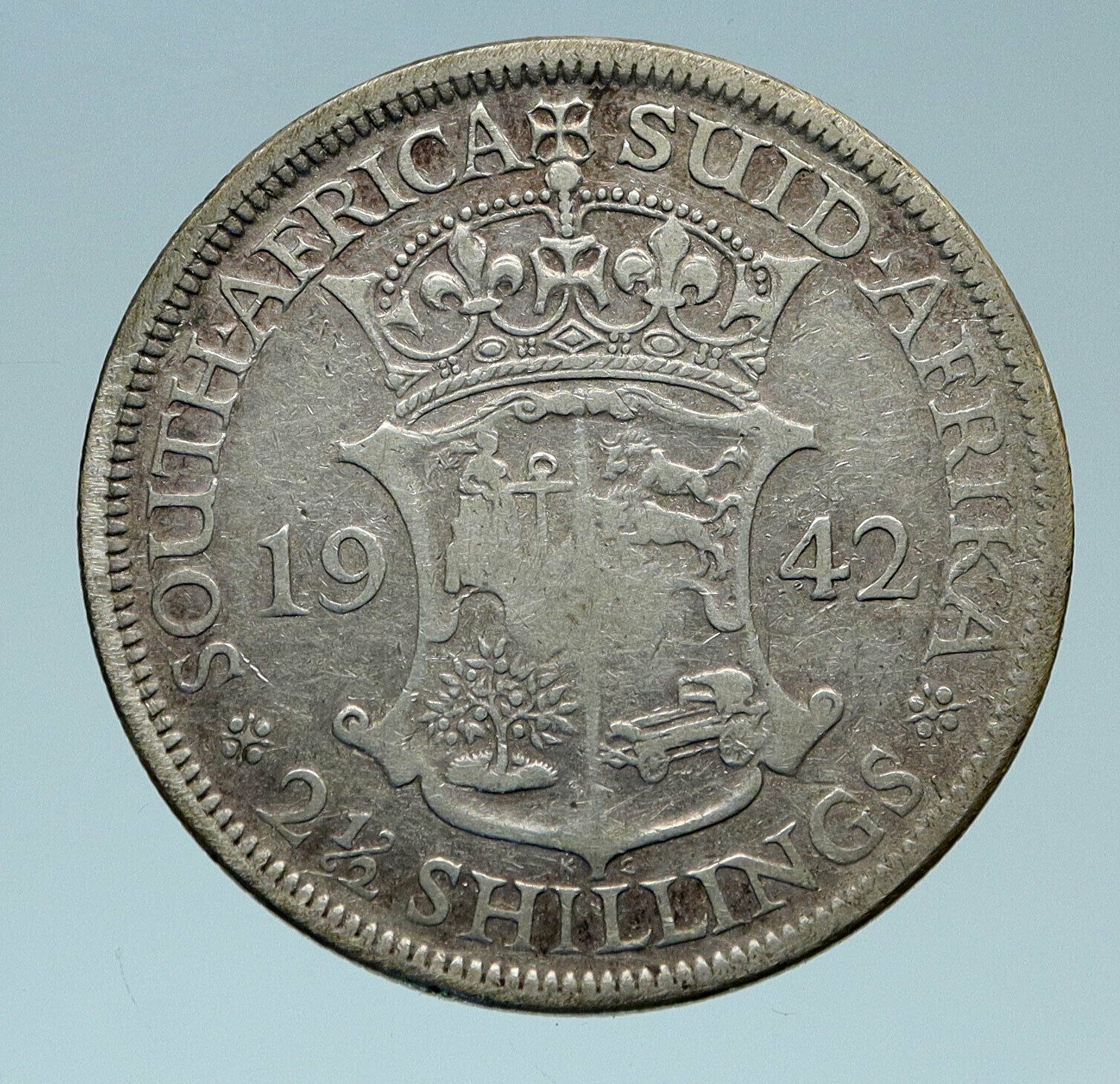 1942 SOUTH AFRICA Large GEORGE VI Shields OLD Silver 2 1/2 Shillings Coin i82866