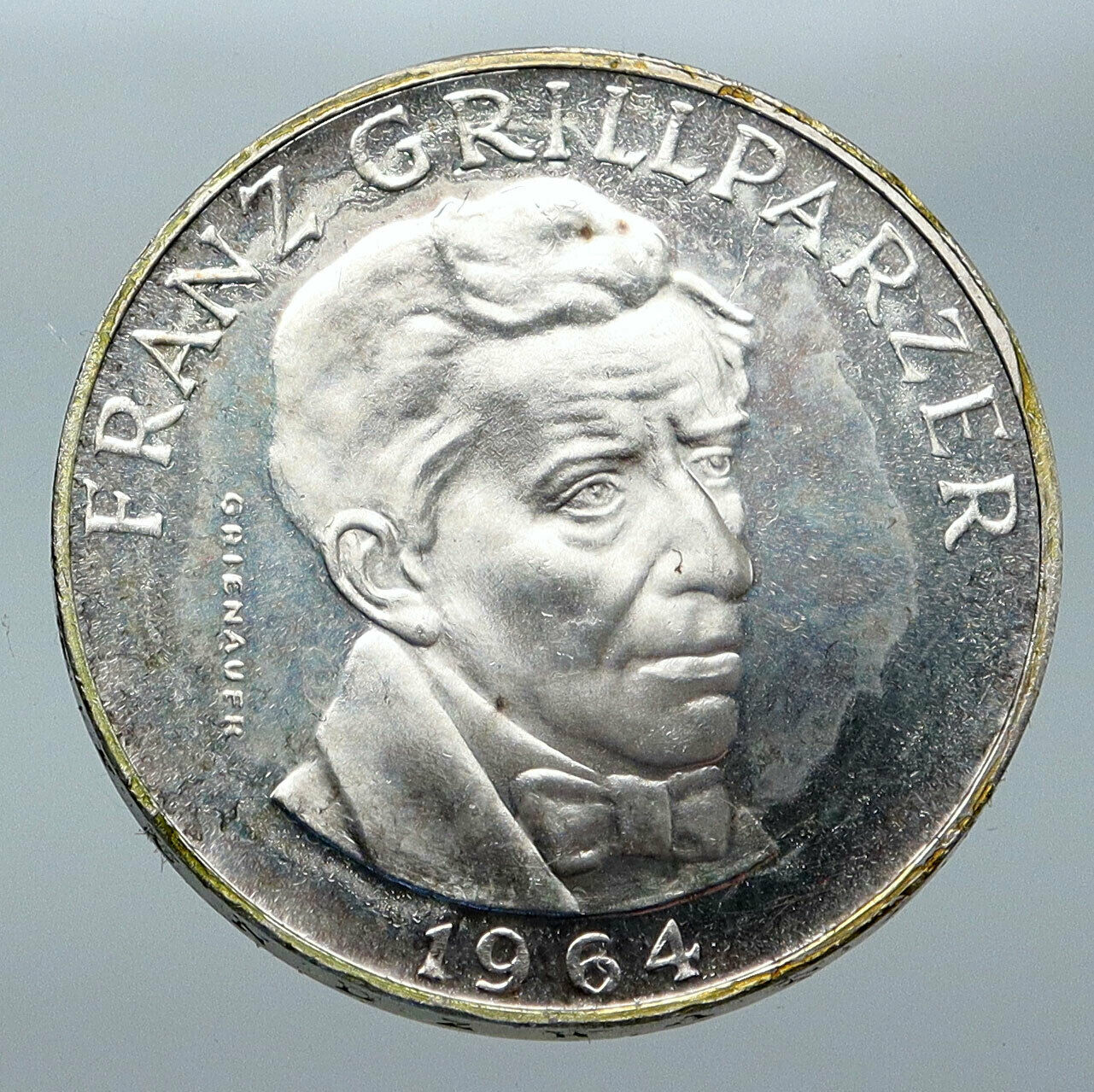 1964 AUSTRIA with Writer Franz Grillparzer OLD Silver 25 Schilling Coin i85578