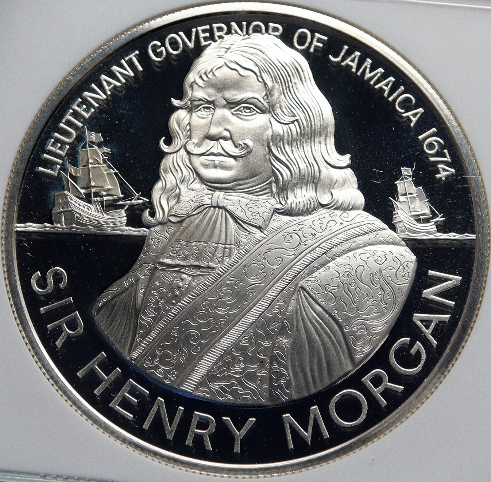 1974 JAMAICA Sir Henry Morgan Royal Lieutenant PROOF SILVER $10 Coin NGC i85971