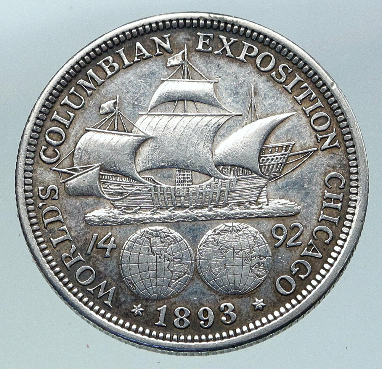 1893 USA COLUMBUS World's Fair SANTA MARIA SHIP Silver Half Dollar Coin i86366