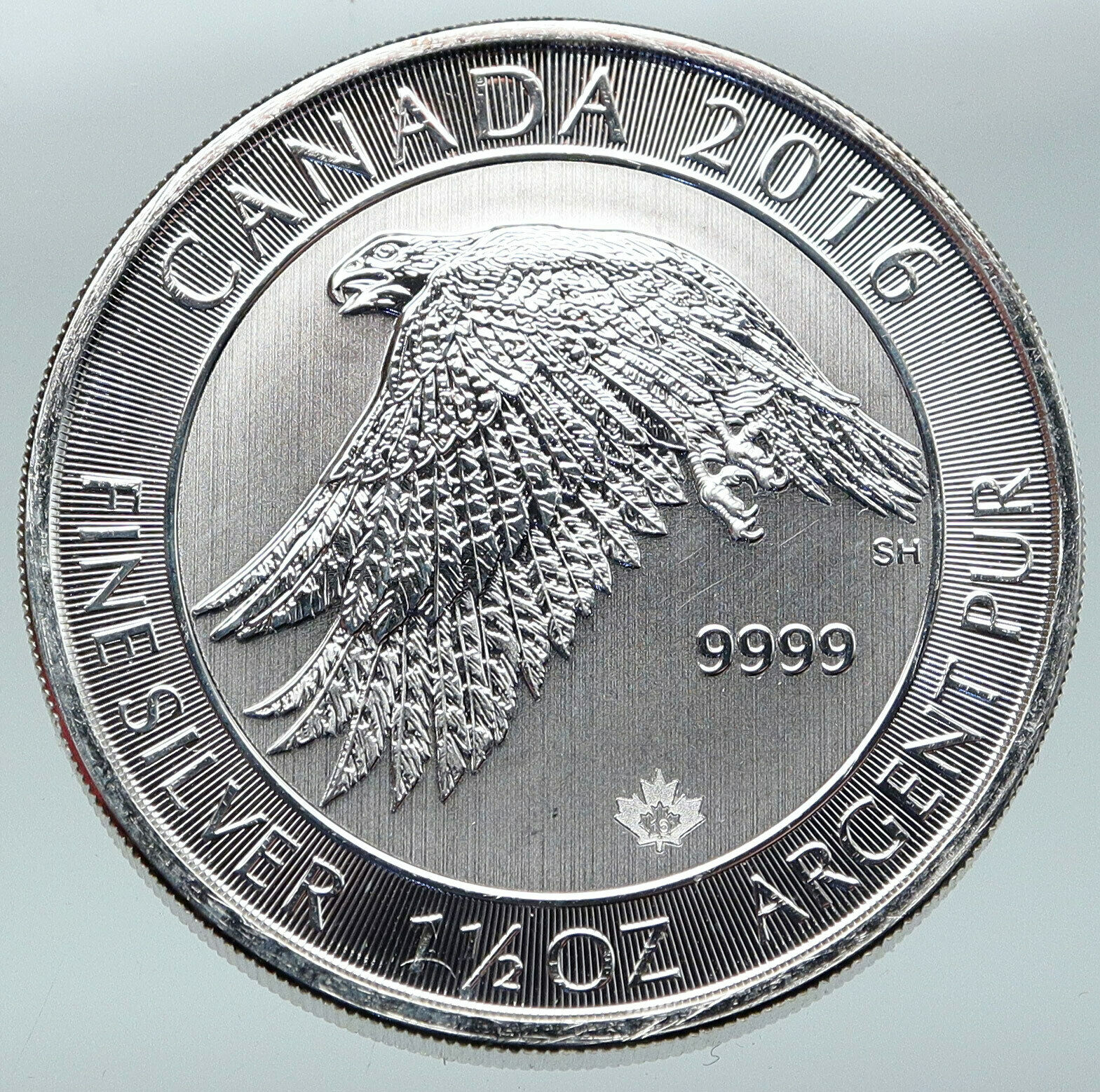 2016 CANADA UK Queen Elizabeth II SNOWY GYRFALCON 1 1/2 OZ Silver $8 Coin i87175