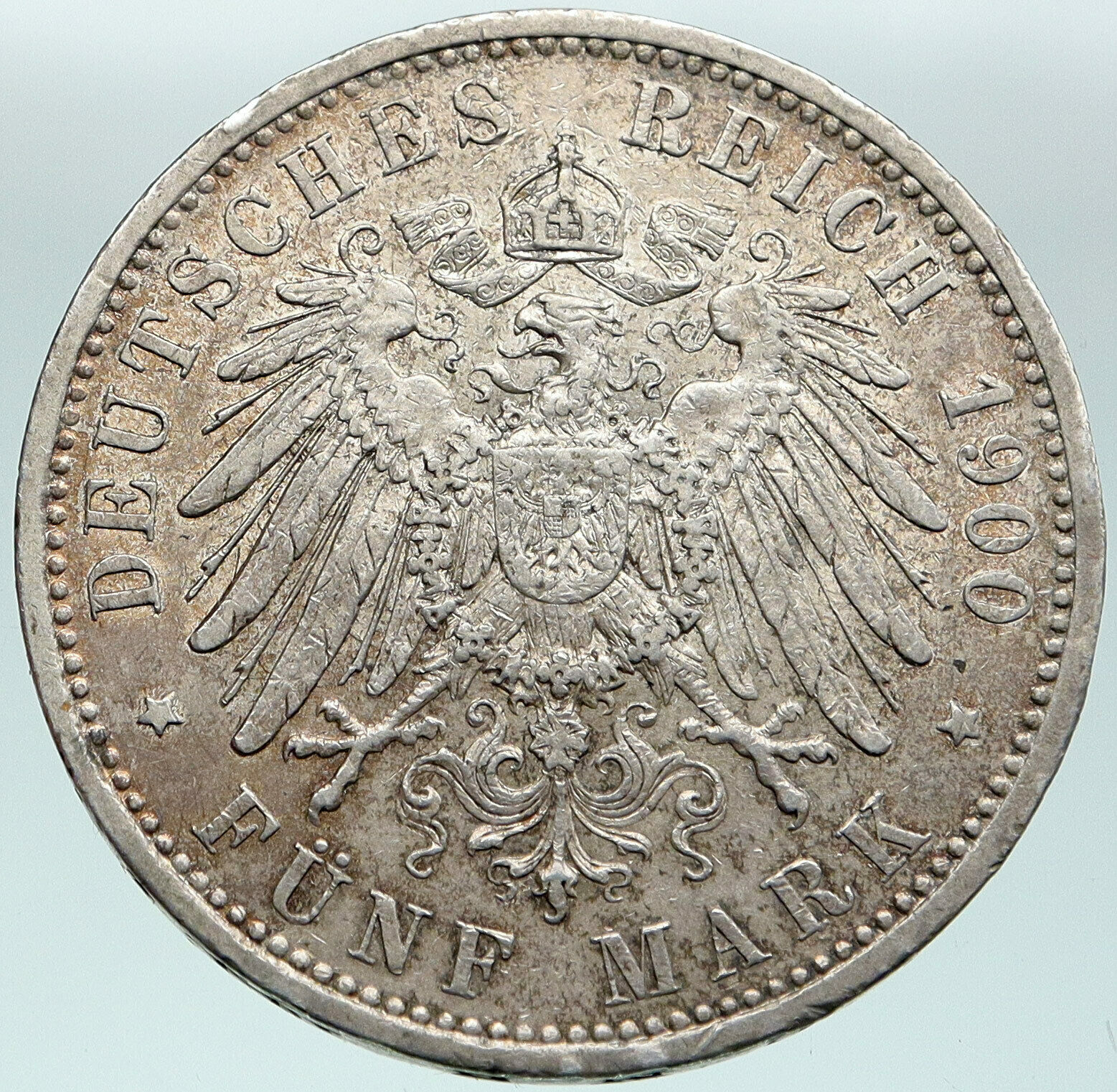 1900 GERMANY GERMAN STATES PRUSSIA WILHELM II Antique Silver 5 Mark Coin i87550