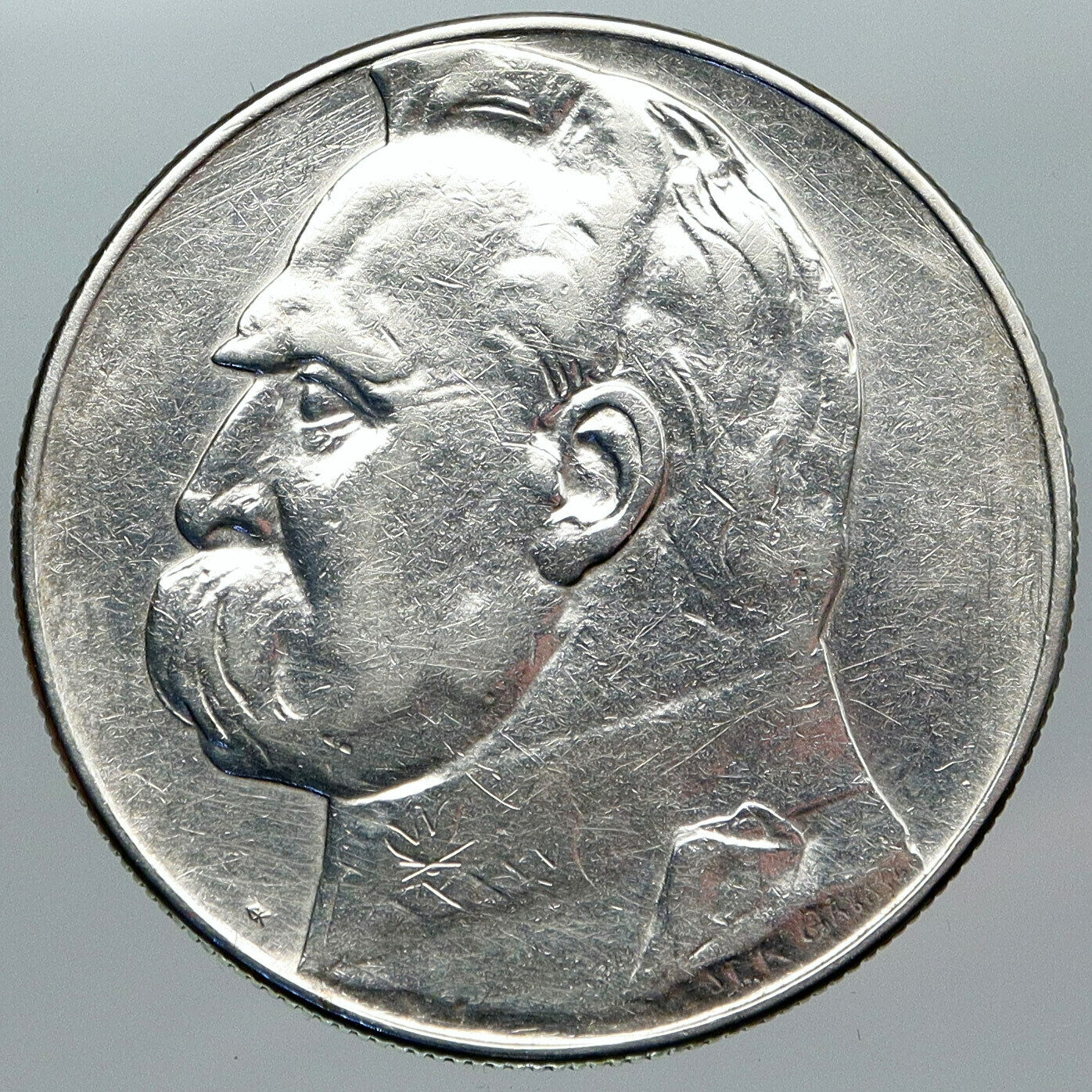 1935 POLAND Silver with Jozef Pilsudski Antique Silver 10 Zlotych Coin i88815