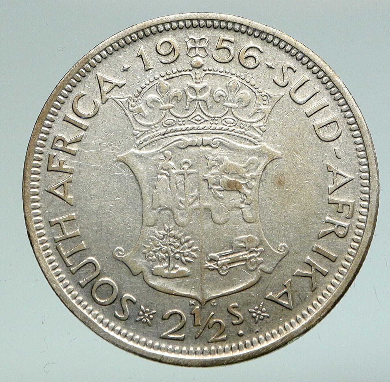 1956 SOUTH AFRICA UK Queen Elizabeth II OLD Silver 2 1/2 Shillings Coin i91076