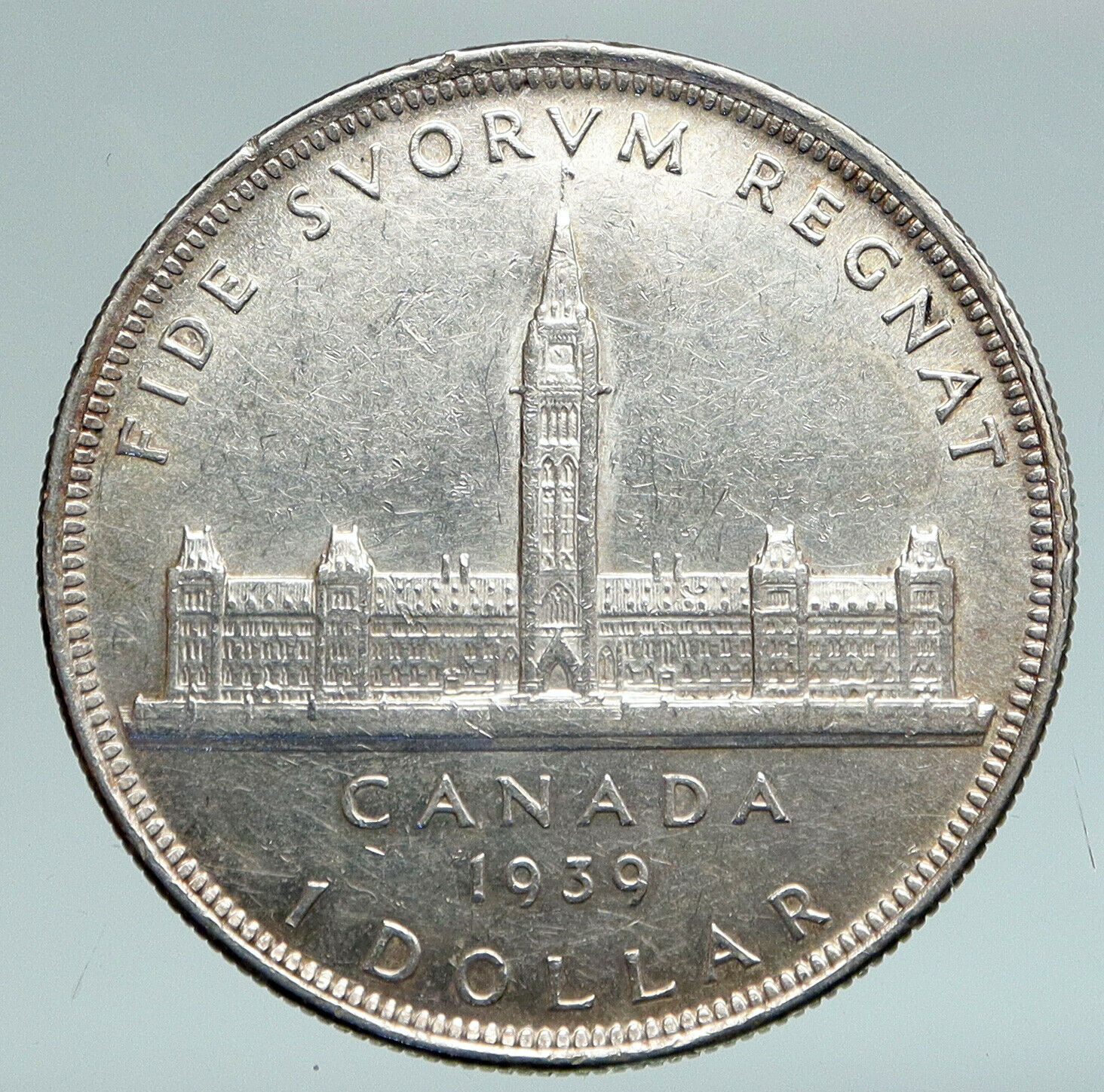 1939 CANADA Canadian Centre Block in Ottwa George VI Silver Dollar Coin i90888