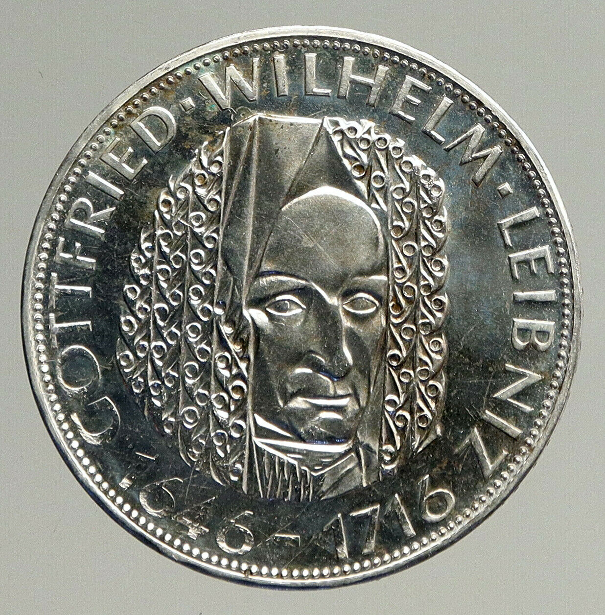 1966 D GERMANY Gottfried Wilhelm Leibniz Large 5 Mark Silver German Coin i93532