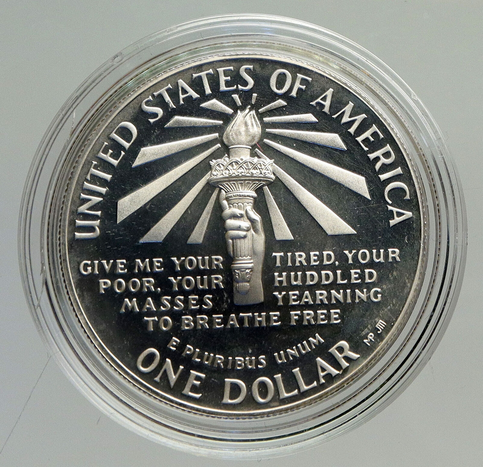 1986S UNITED STATES Ellis Island Statue of Liberty NY Proof Silver $ Coin i94195