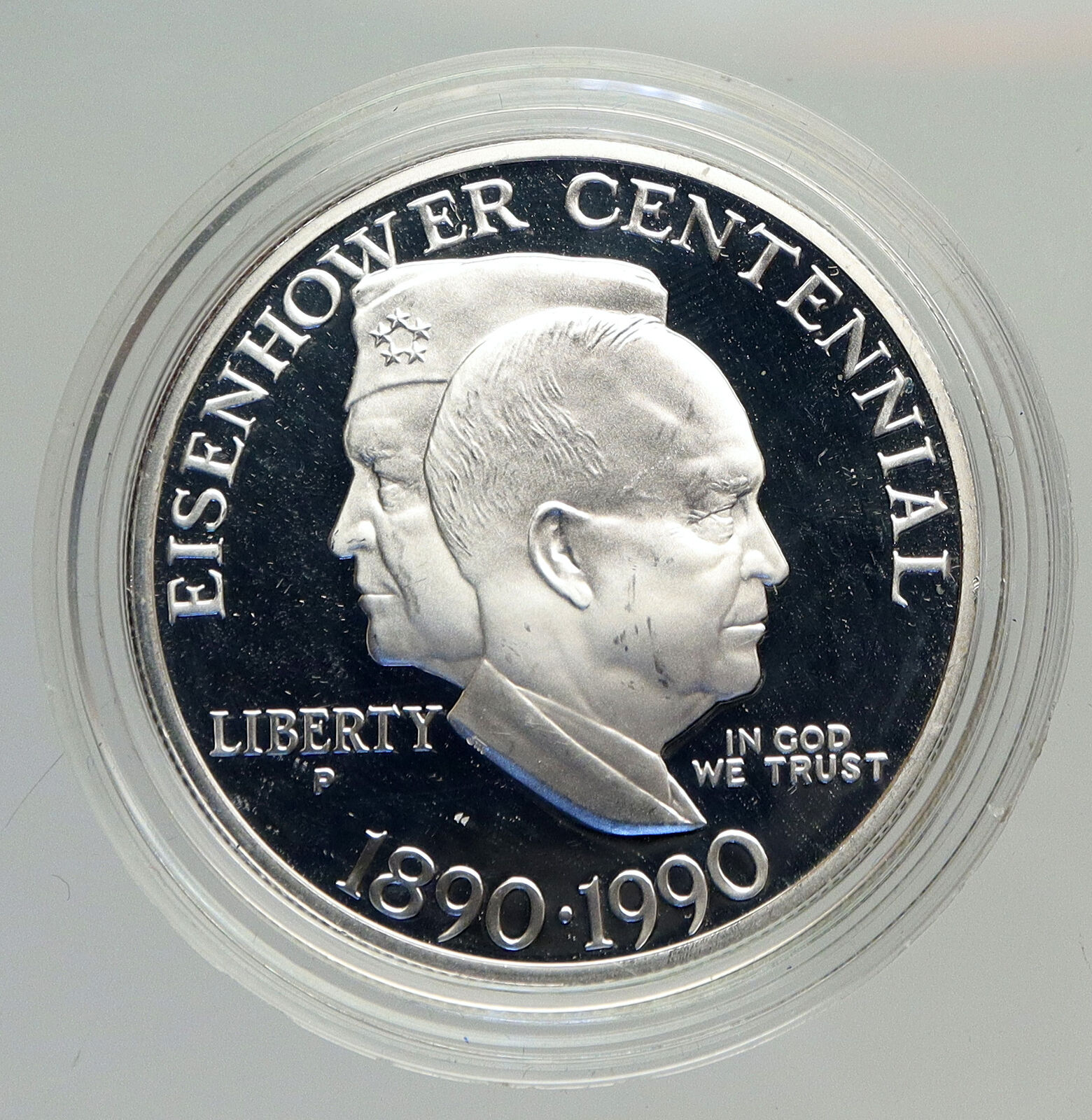 1990 P UNITED STATES USA General President EISENHOWER Proof Silver $ Coin i94211