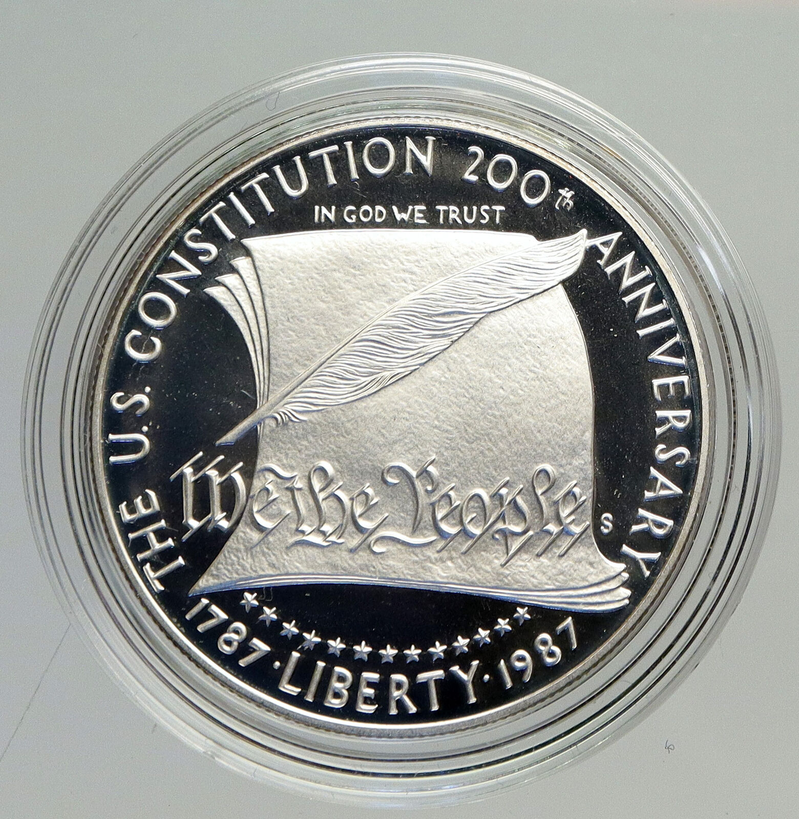 1987 S UNITED STATES Constitution Quill Scroll PROOF SILVER Dollar Coin i94208