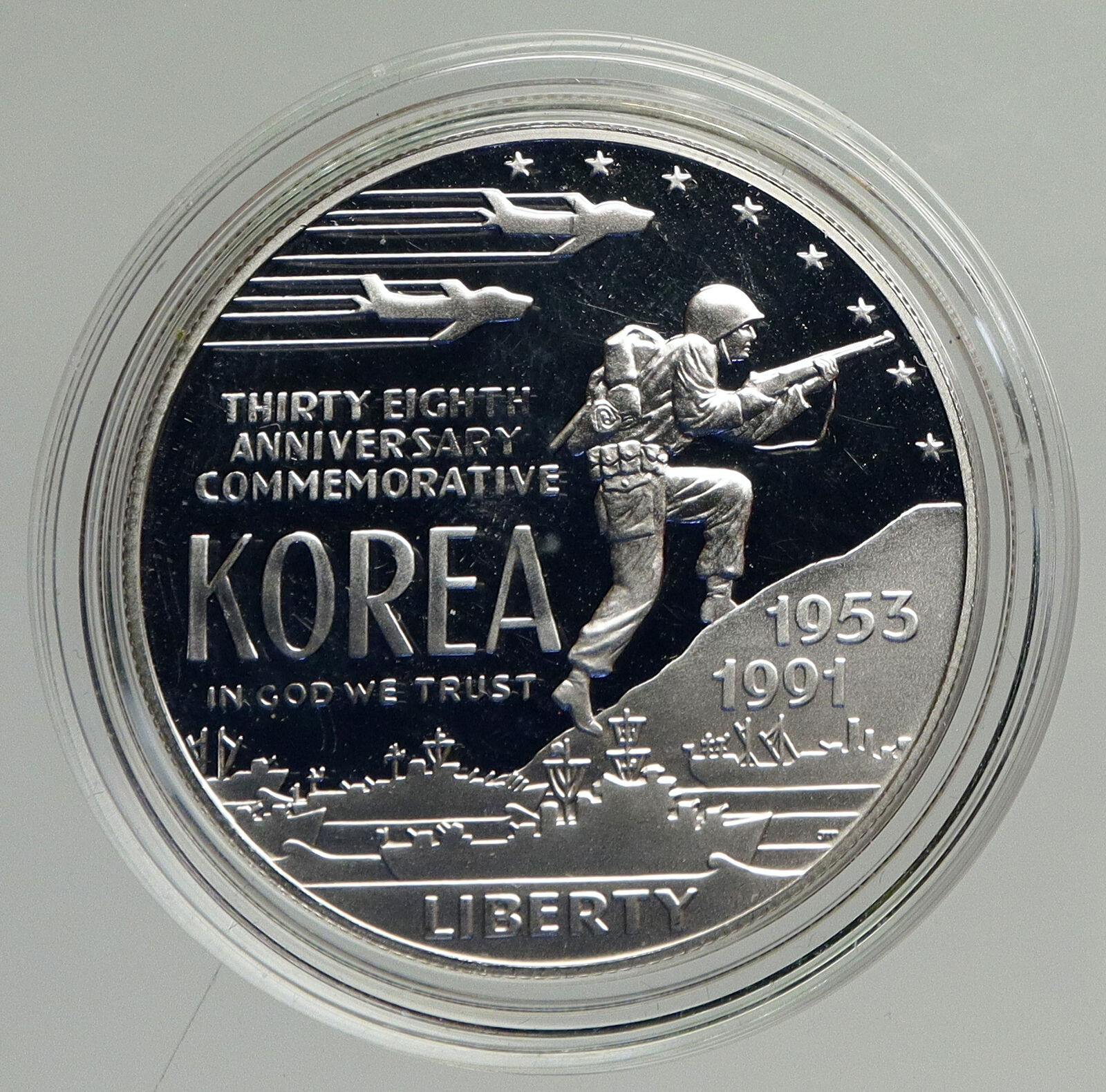 1991 S UNITED STATES USA Korean WAR Vintage OLD Proof Silver Dollar Coin i94199