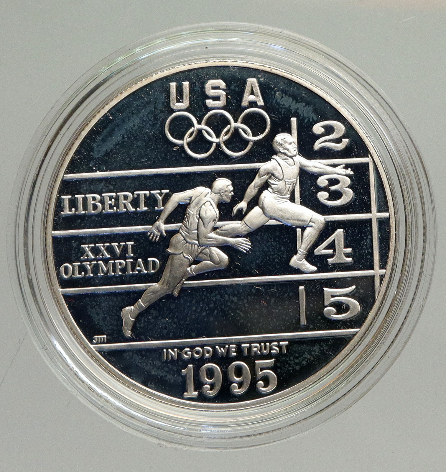 1995 P USA United States XXVI OLYMPICS ATLANTA Track Proof Silver $ Coin i94217