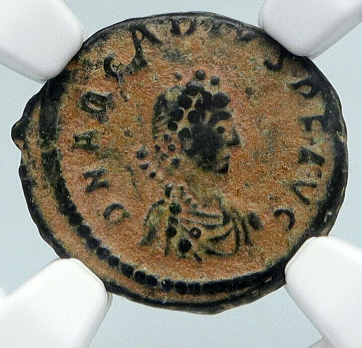 ARCADIUS Authentic 388AD Ancient Roman Coin VICTORY ANGEL Staurogram NGC i89545