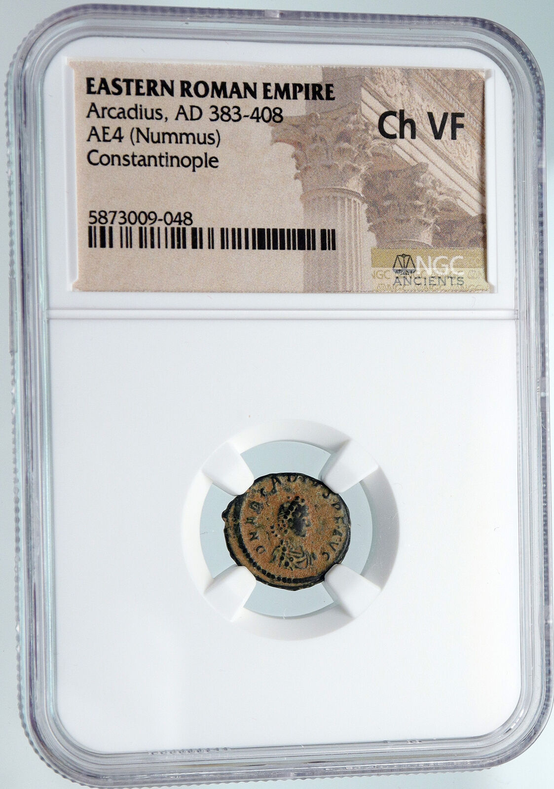 ARCADIUS Authentic 388AD Ancient Roman Coin VICTORY ANGEL Staurogram NGC i89545