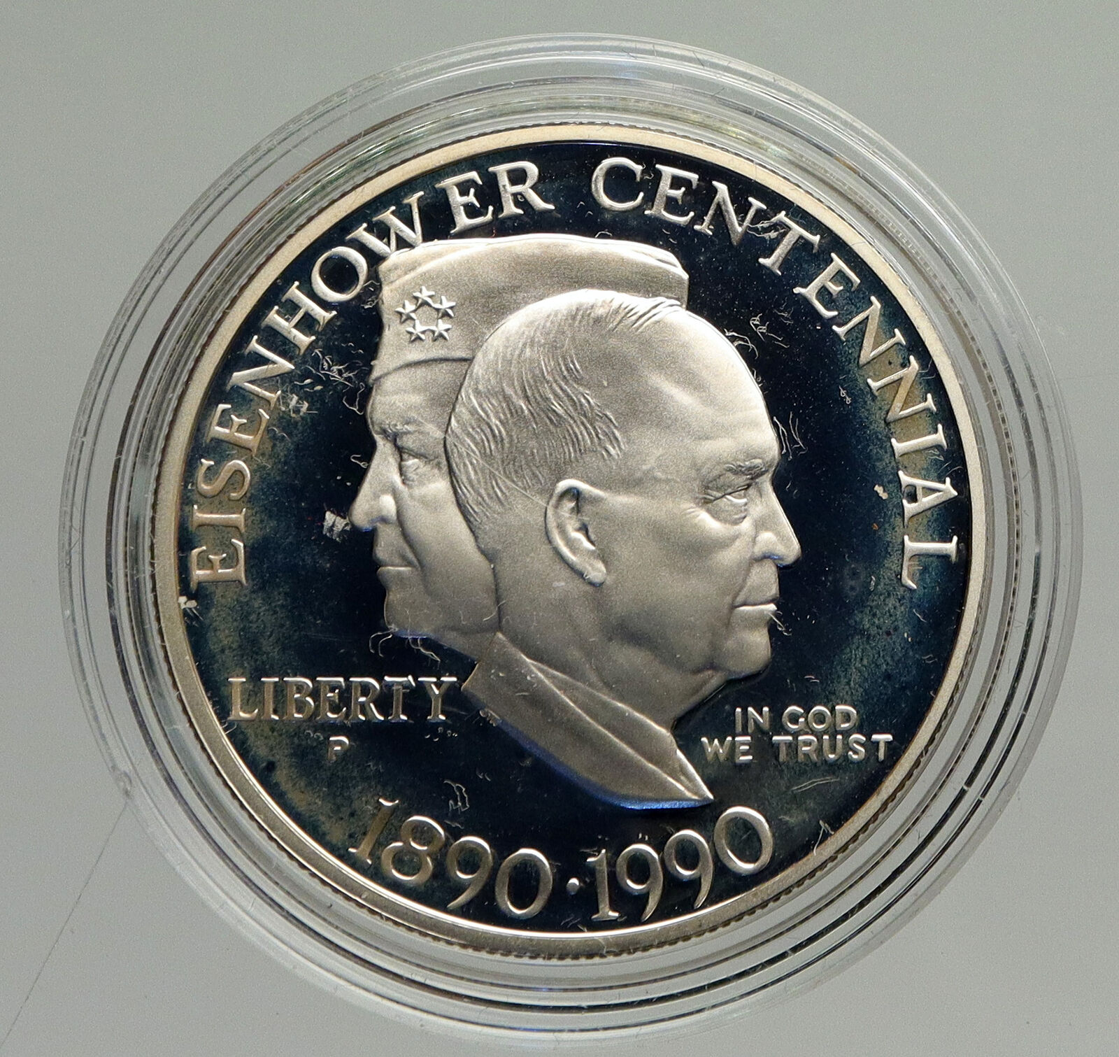 1990 P UNITED STATES USA General President EISENHOWER Proof Silver $ Coin i94213