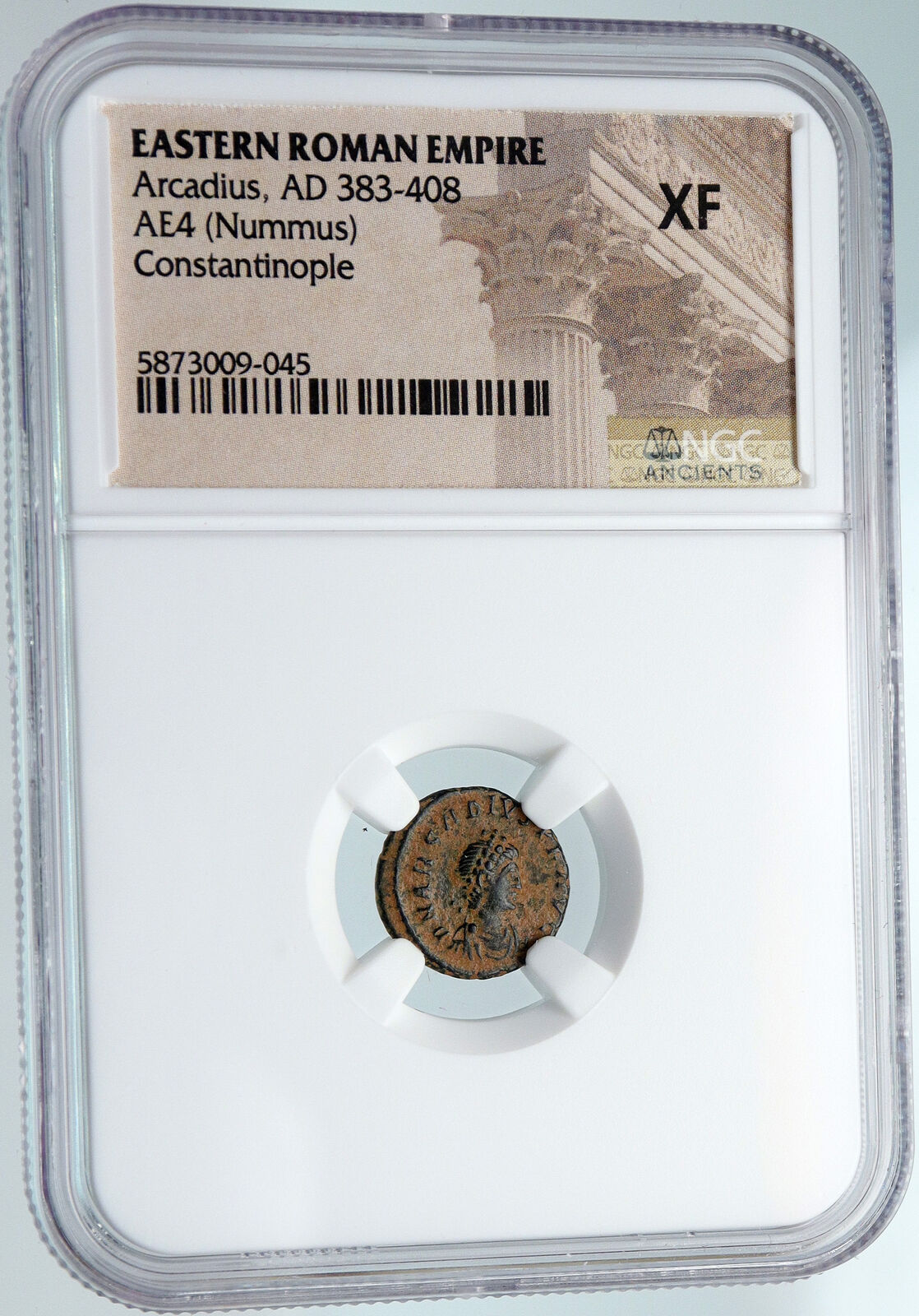 ARCADIUS Authentic 388AD Ancient Roman Coin VICTORY ANGEL Staurogram NGC i89542