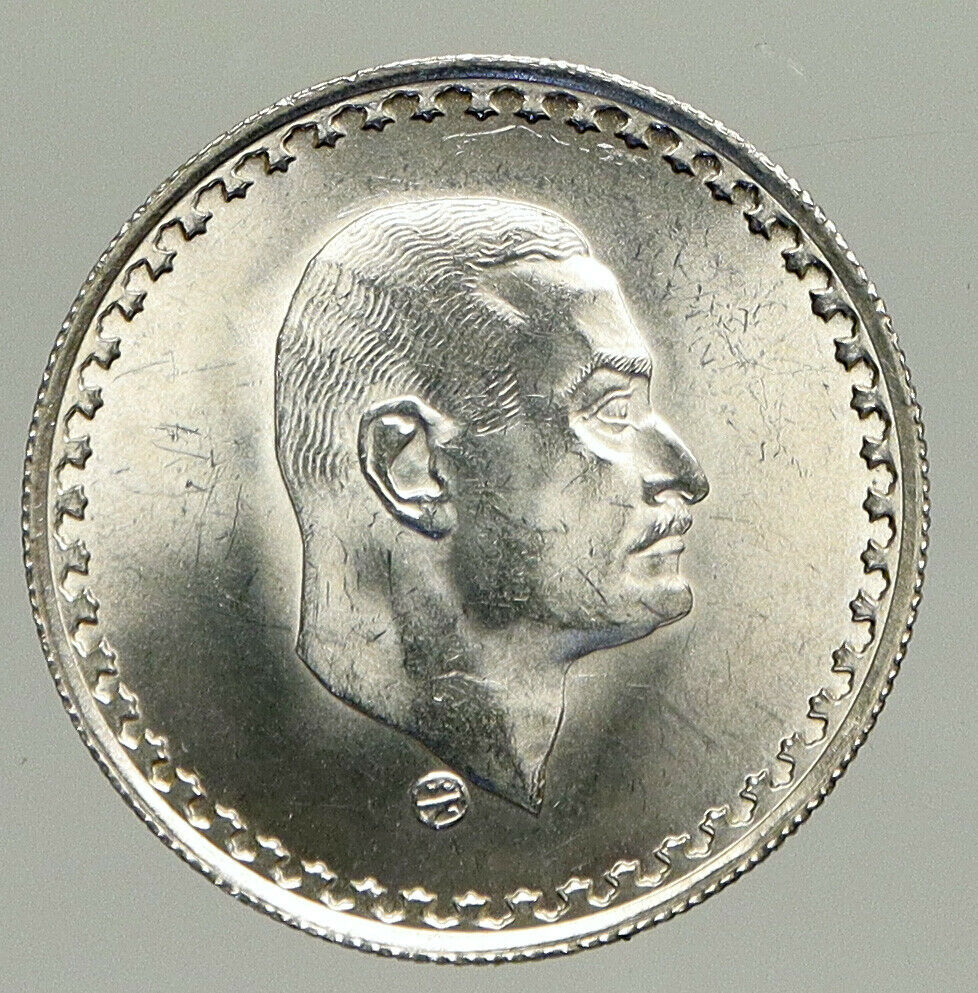 1970 EGYPT w President Nasser Hussein VINTAGE OLD Silver 25 Piastres Coin i94233