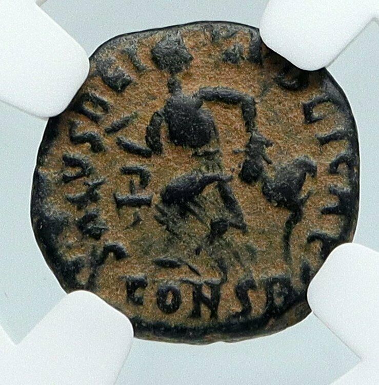 ARCADIUS Authentic 388AD Ancient Roman Coin VICTORY ANGEL Staurogram NGC i89544