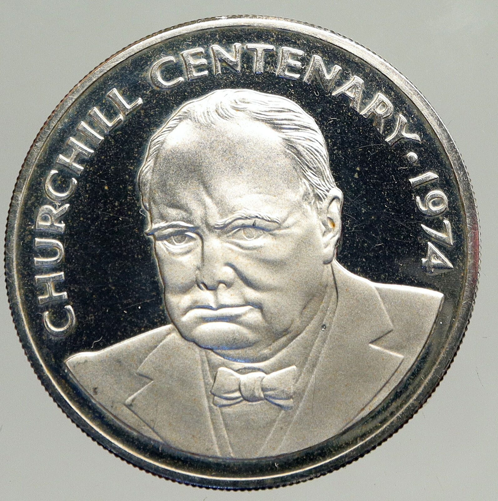 1974 CAYMAN ISLANDS 100 Years WINSTON CHURCHILL Old Proof Silver $25 Coin i94248