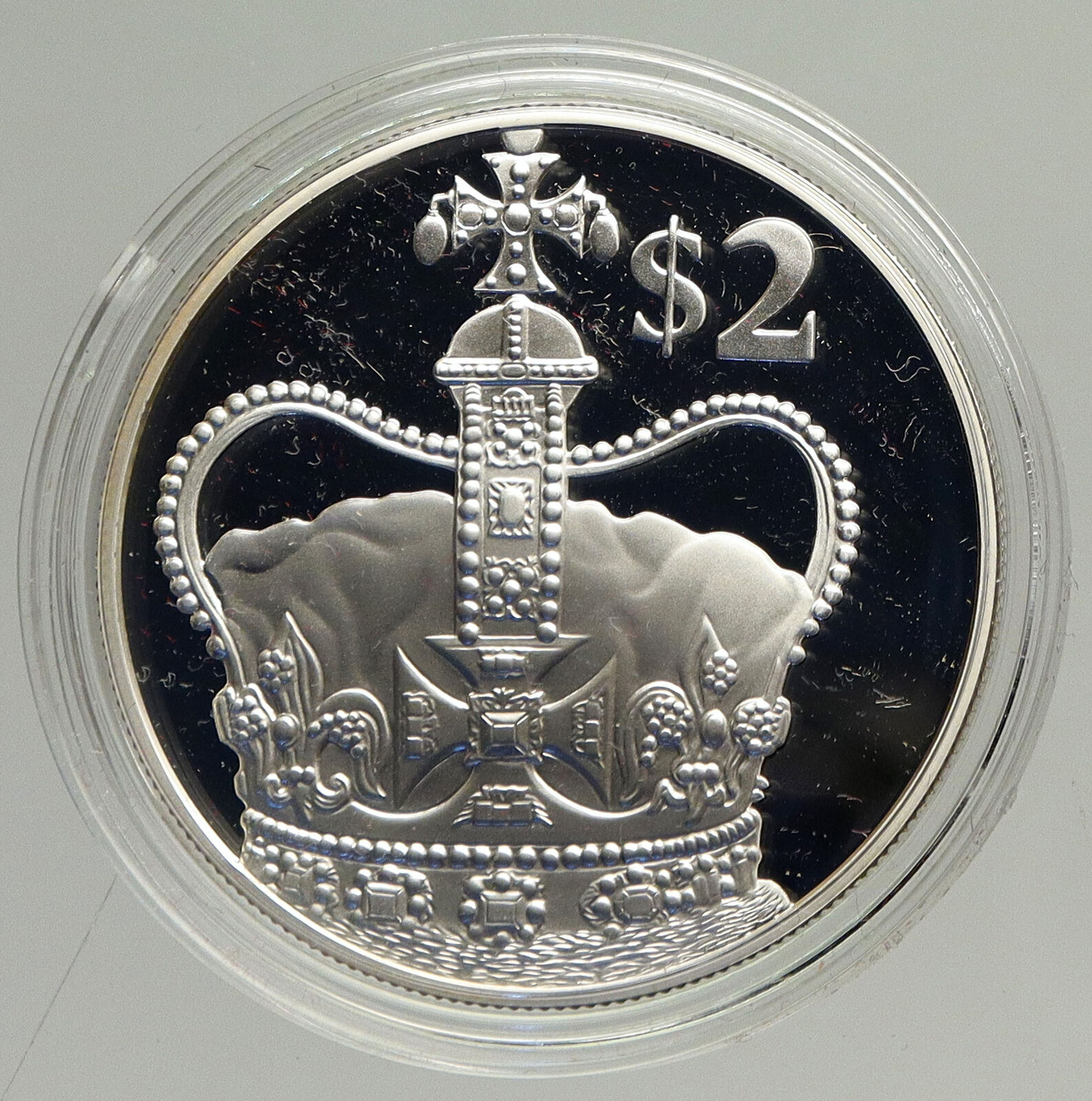 2002 CAYMAN ISLANDS Queen Elizabeth II 50 Yr Jubilee Proof Silver $2 Coin i94249