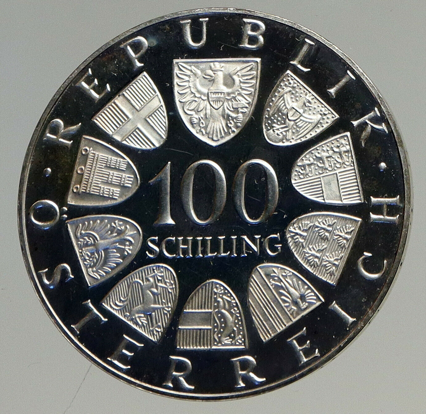 1976 AUSTRIA Innsbruck Winter OLYMPIC Games PRF Silver 100 Schilling Coin i94253