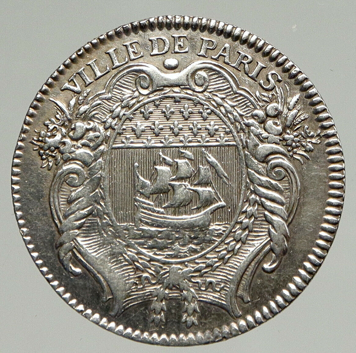 1767 FRANCE King LOUIS XV PARIS City OLD Antique FRENCH Silver Medal NGC i94285