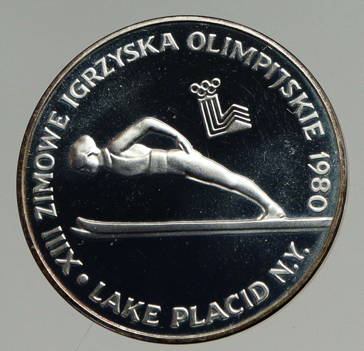 1980 POLAND WINTER OLYMPICS LAKE PLACID Ski Jump Proof Silver 200 Zl Coin i94272