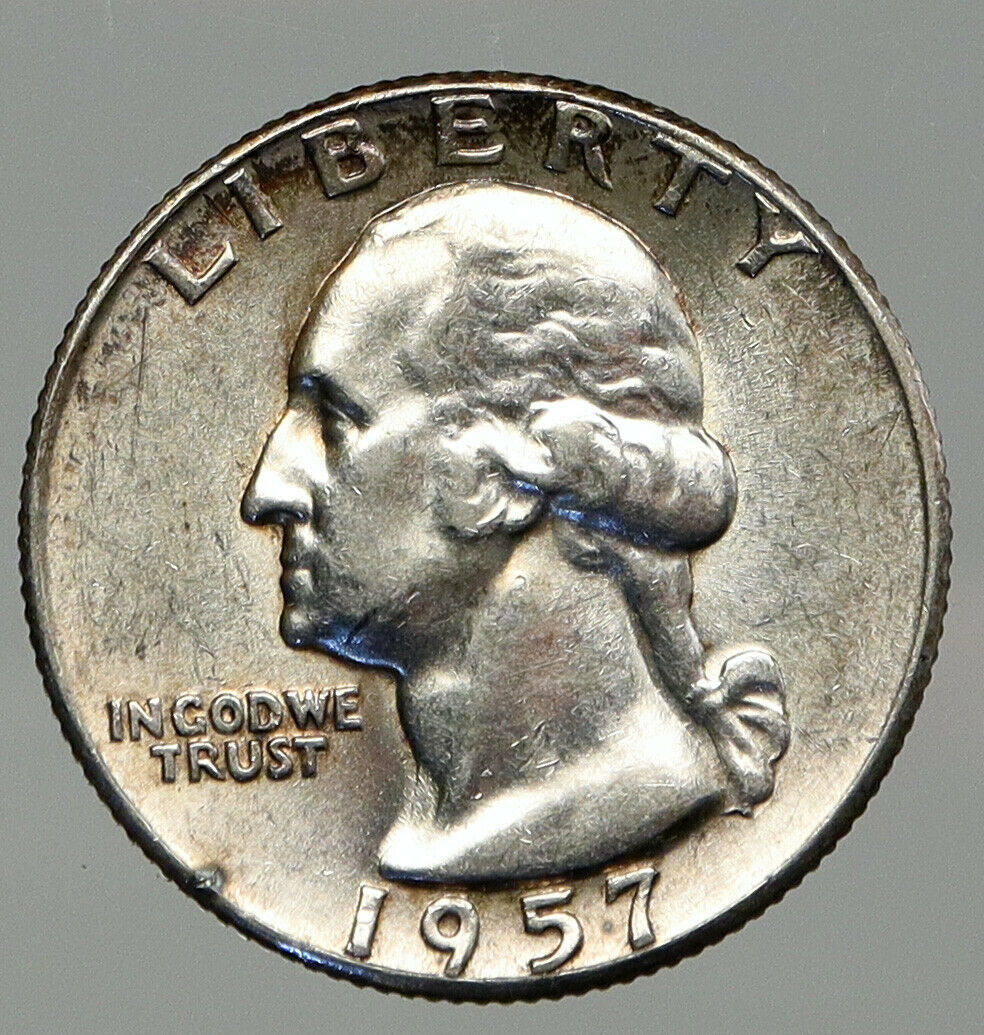 1957 P UNITED STATES USA President Washington VINTAGE Silver Quarter Coin i92639