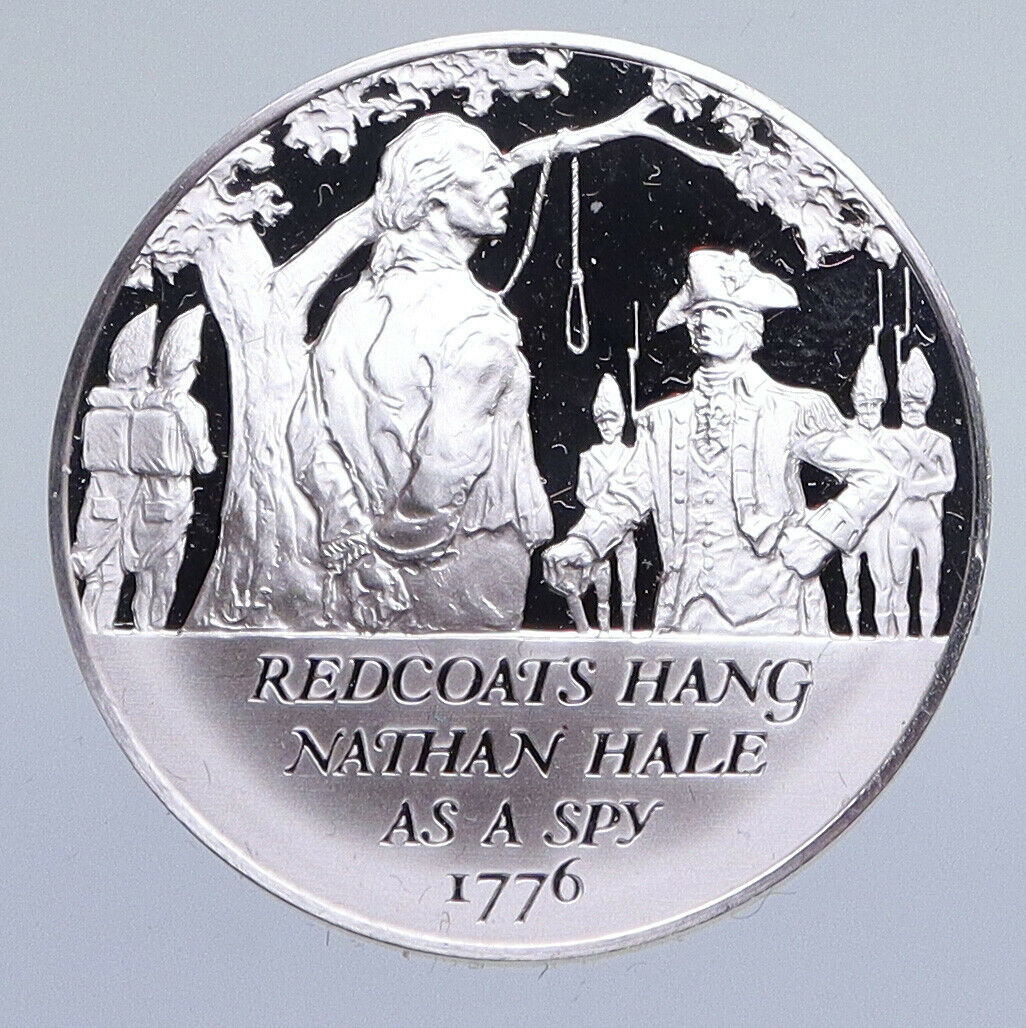 1970 United States REVOLUTION - SPY NATHAN HALE HANGS Proof Silver Medal i94885