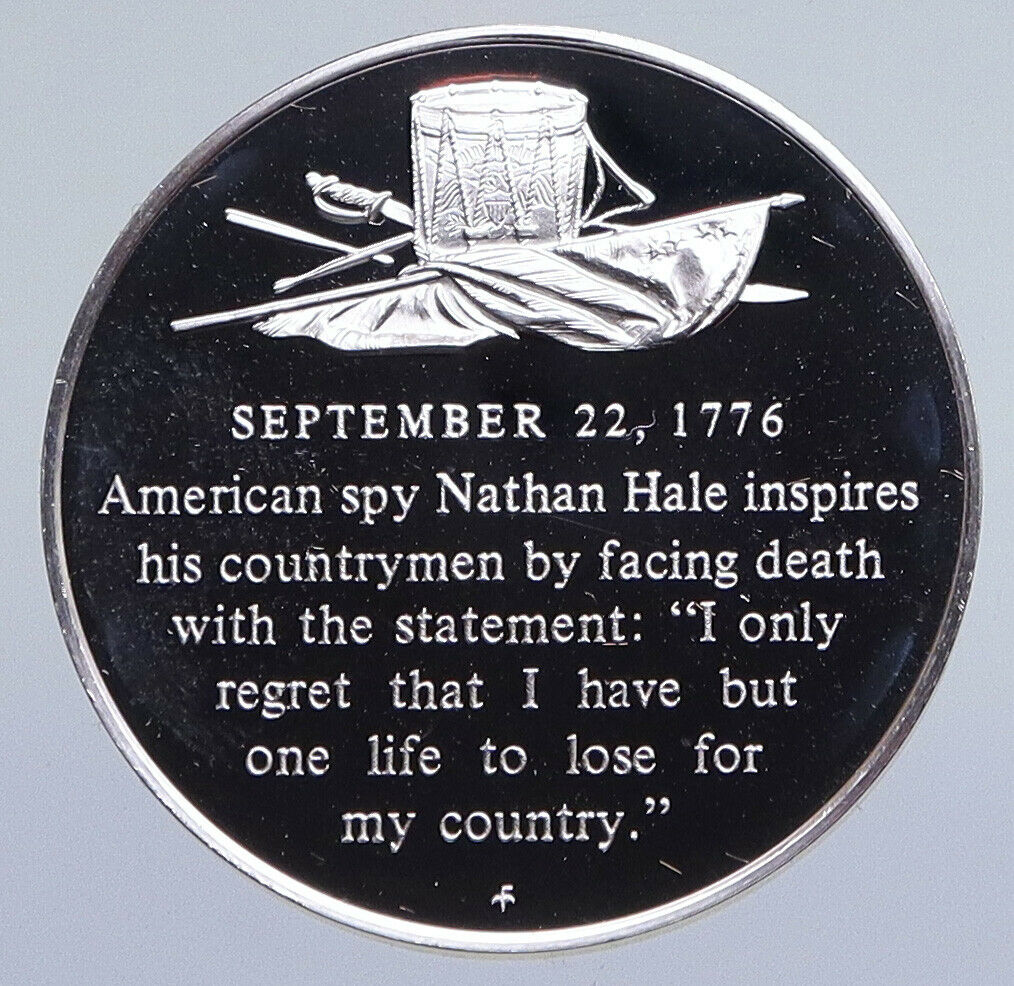 1970 United States REVOLUTION - SPY NATHAN HALE HANGS Proof Silver Medal i94885