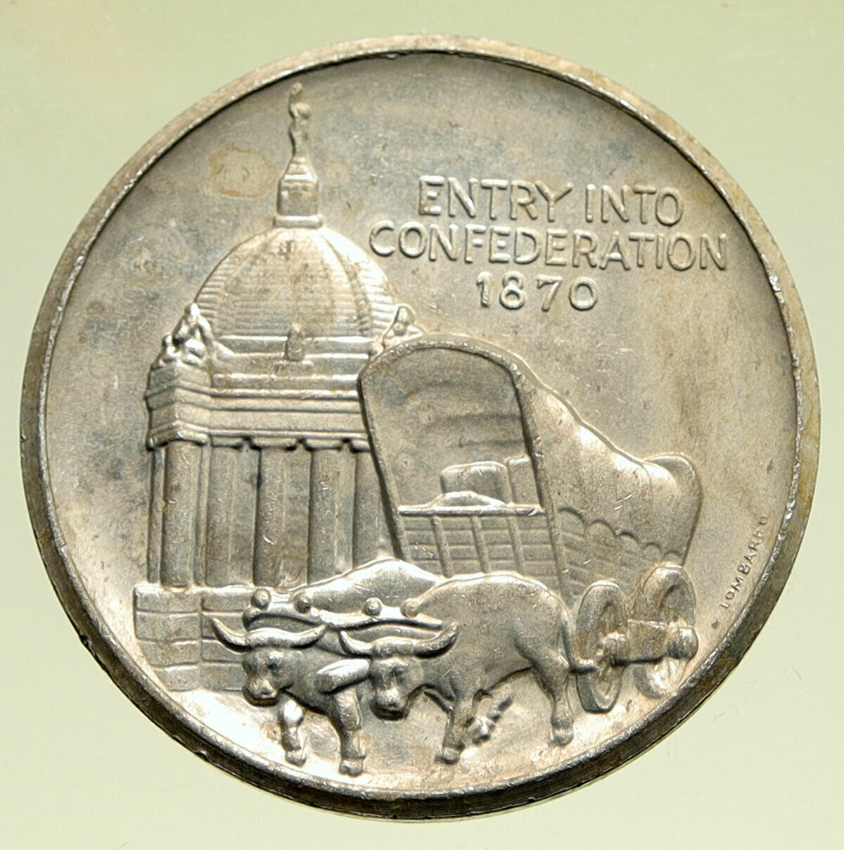 1970 CANADA Manitoba Confederation Entry CENTENNIAL Buffalo Town Medal i95177