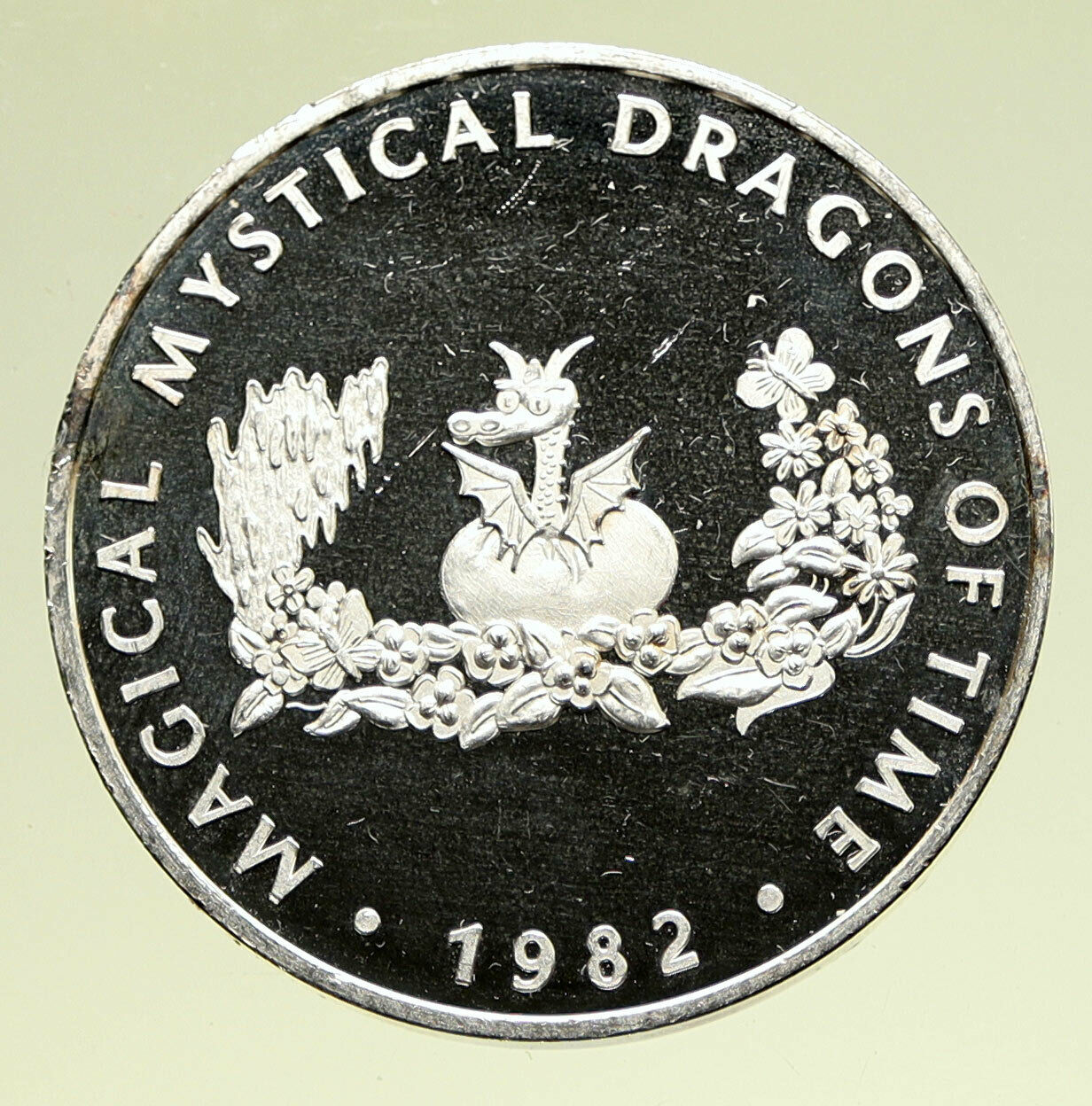 1982 US New Orleans MARDI GRAS Magic Mystic Dragons of Time Silver Medal i95187