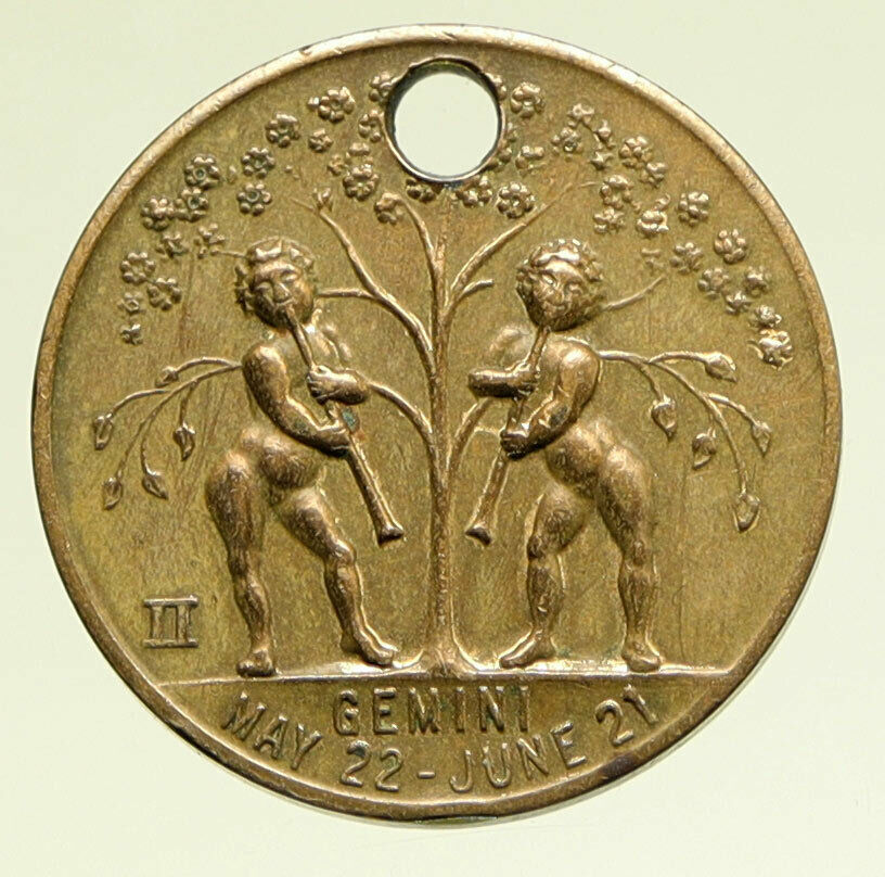 United States ASTROLOLGY GEMINI You are Generous WED OLD VINTAGE Medal i95184