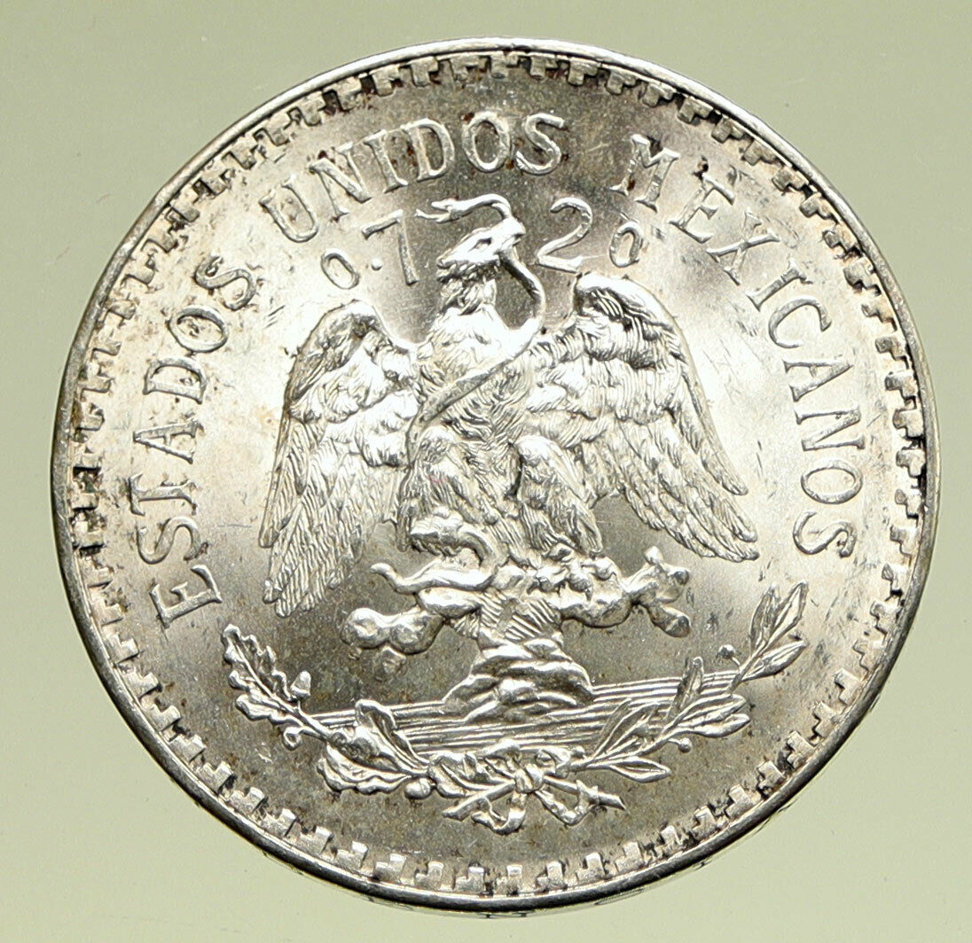 1933 M MEXICO Large Eagle Liberty Cap Mexican Antique Silver 1 Peso Coin i95170