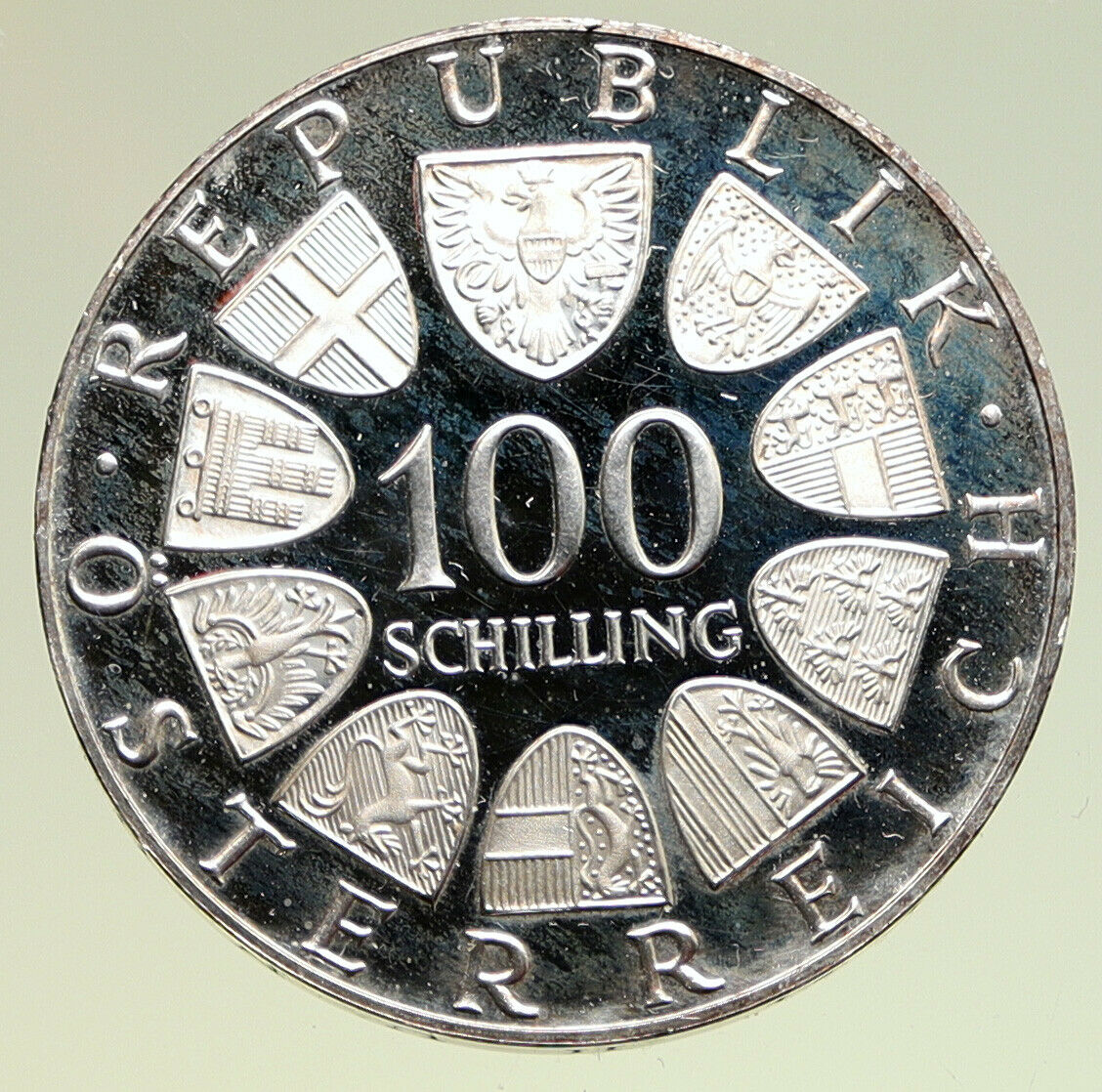 1976 AUSTRIA Innsbruck Winter OLYMPIC Games PRF Silver 100 Schilling Coin i95027