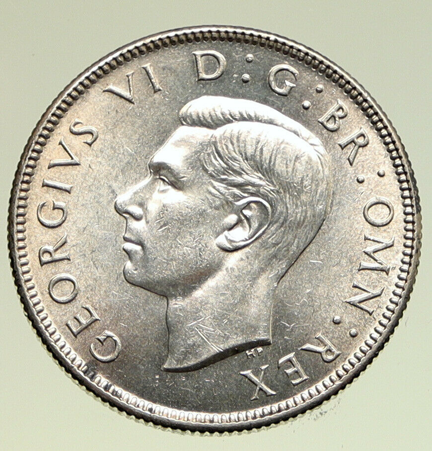 1945 United Kingdom Great Britain GEORGE VI Silver Florin 2Shillings Coin i95028