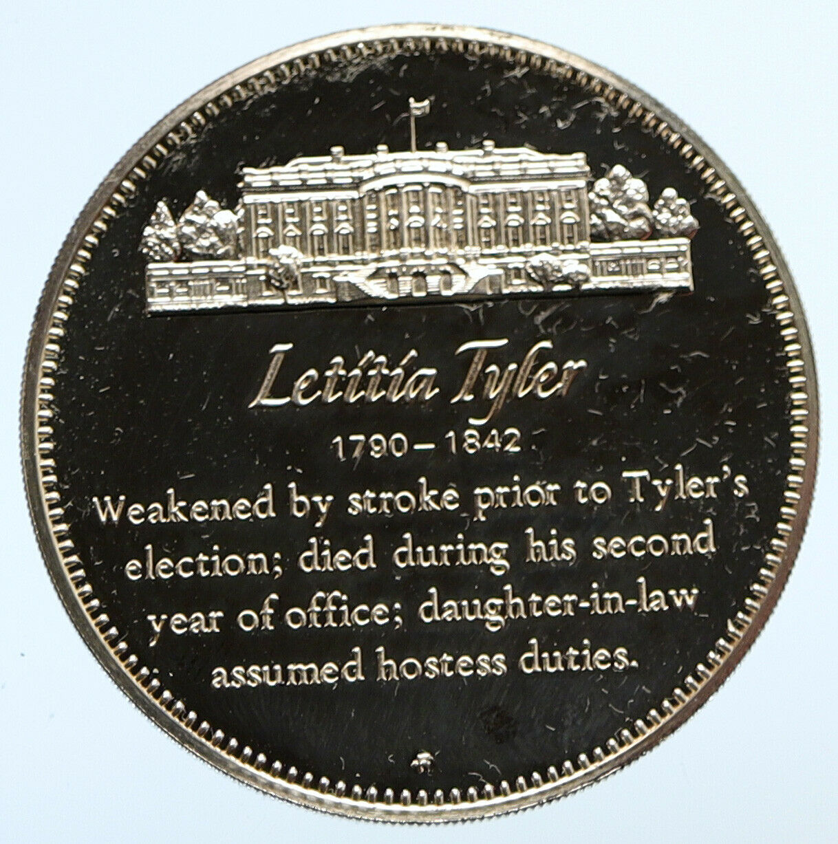 1972FM US USA White House FIRST LADY Letitia Tyler PROOF Silver Medal i95803