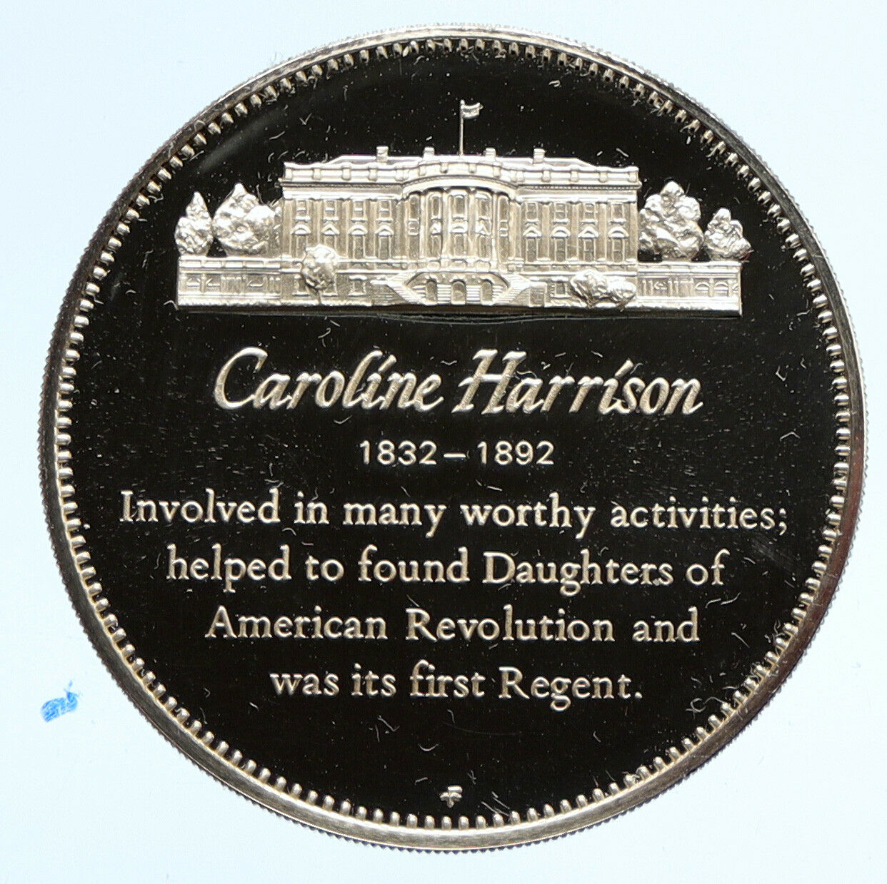 1972FM US USA White House FIRST LADY Caroline Harrison PROOF Silver Medal i95825