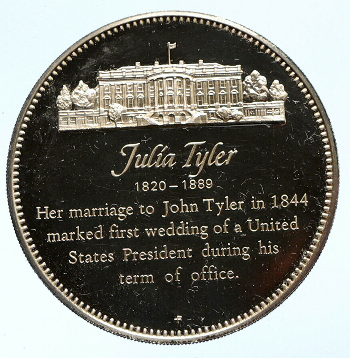 1972 FM US USA White House FIRST LADY Julia Tyler OLD PROOF Silver Medal i95817