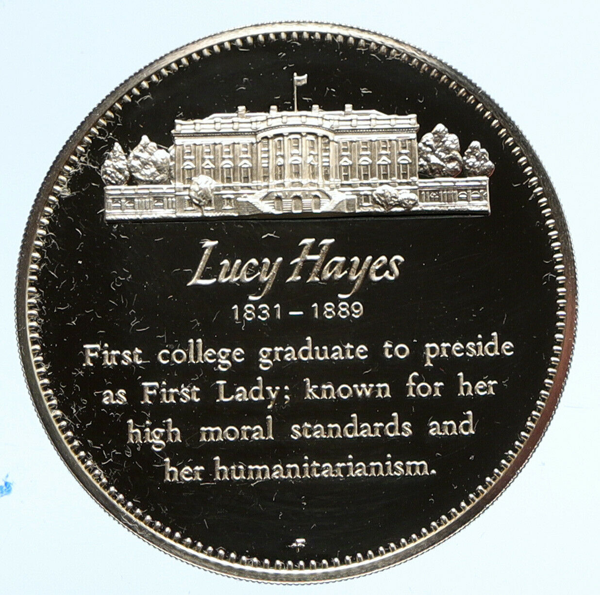 1972 FM US USA White House FIRST LADY Lucy Hayes OLD PROOF Silver Medal i95826