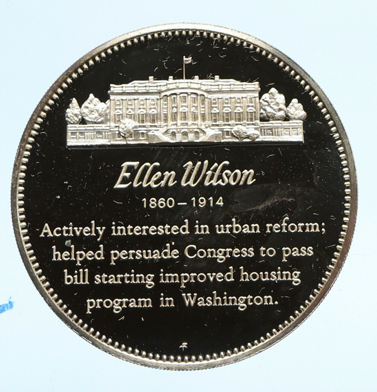 1972 FM US USA White House FIRST LADY Ellen Wilson OLD PROOF Silver Medal i95828