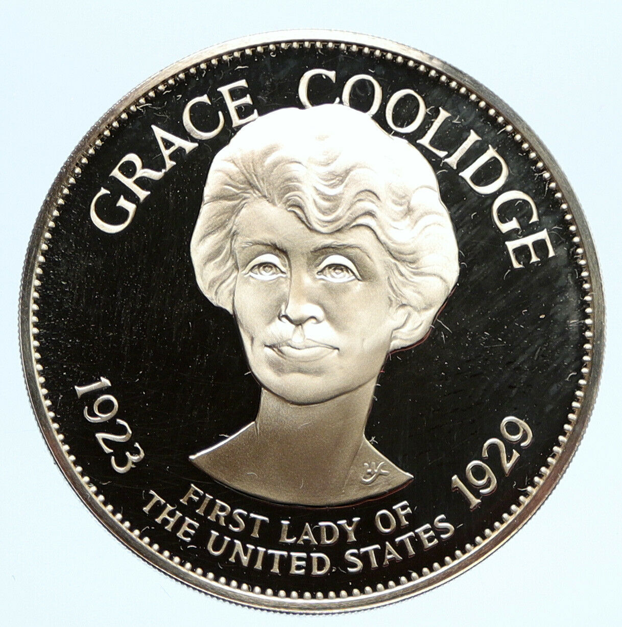 1972 FM US USA White House FIRST LADY Grace Coolidge PROOF Silver Medal i95824