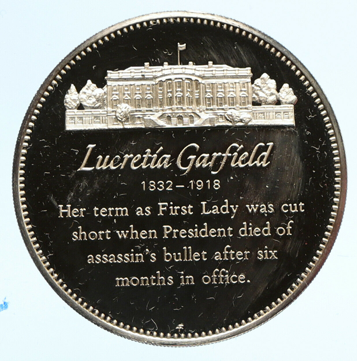 1972FM US USA White House FIRST LADY Lucretia Garfield PROOF Silver Medal i95829