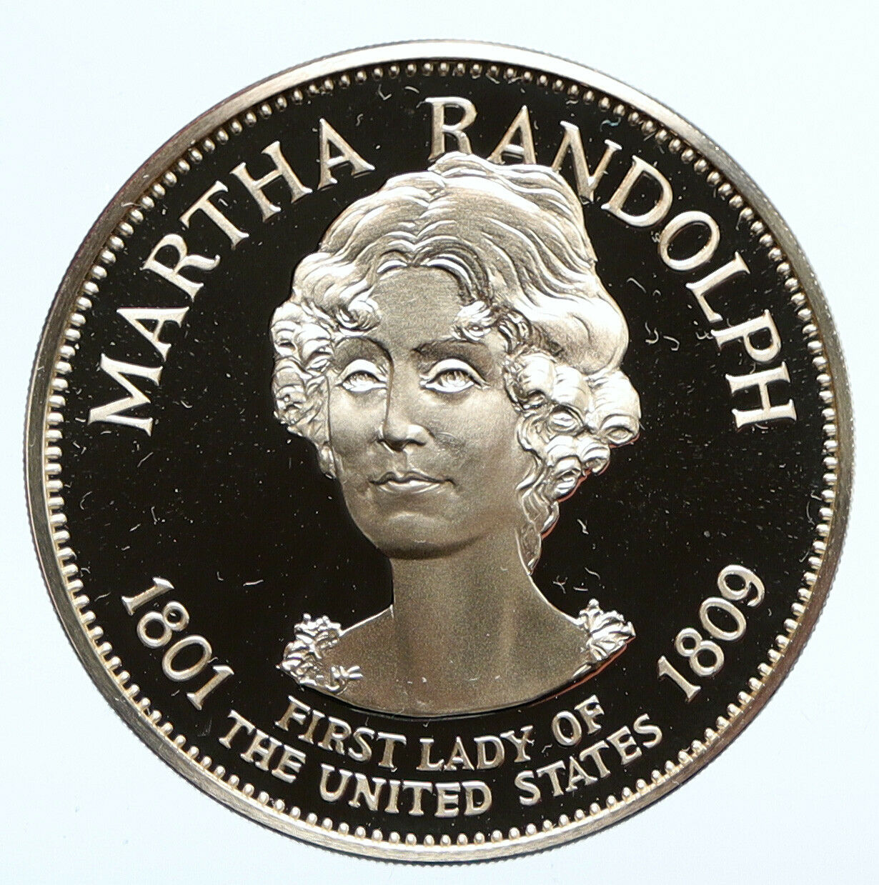 1972 FM US USA White House FIRST LADY Martha Randolph PROOF Silver Medal i95809