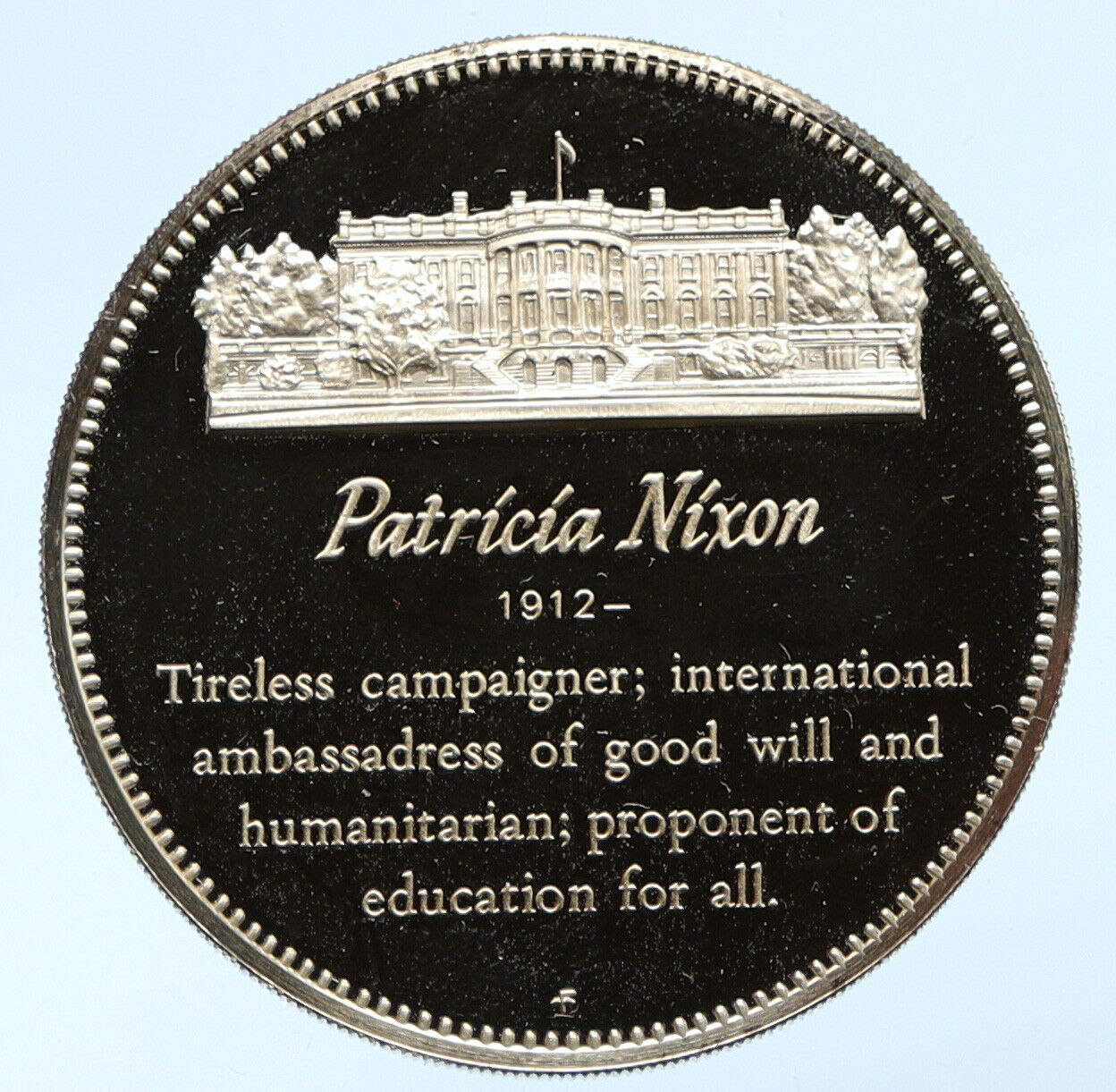 1972 FM US USA White House FIRST LADY Patricia Nixon PROOF Silver Medal i95814