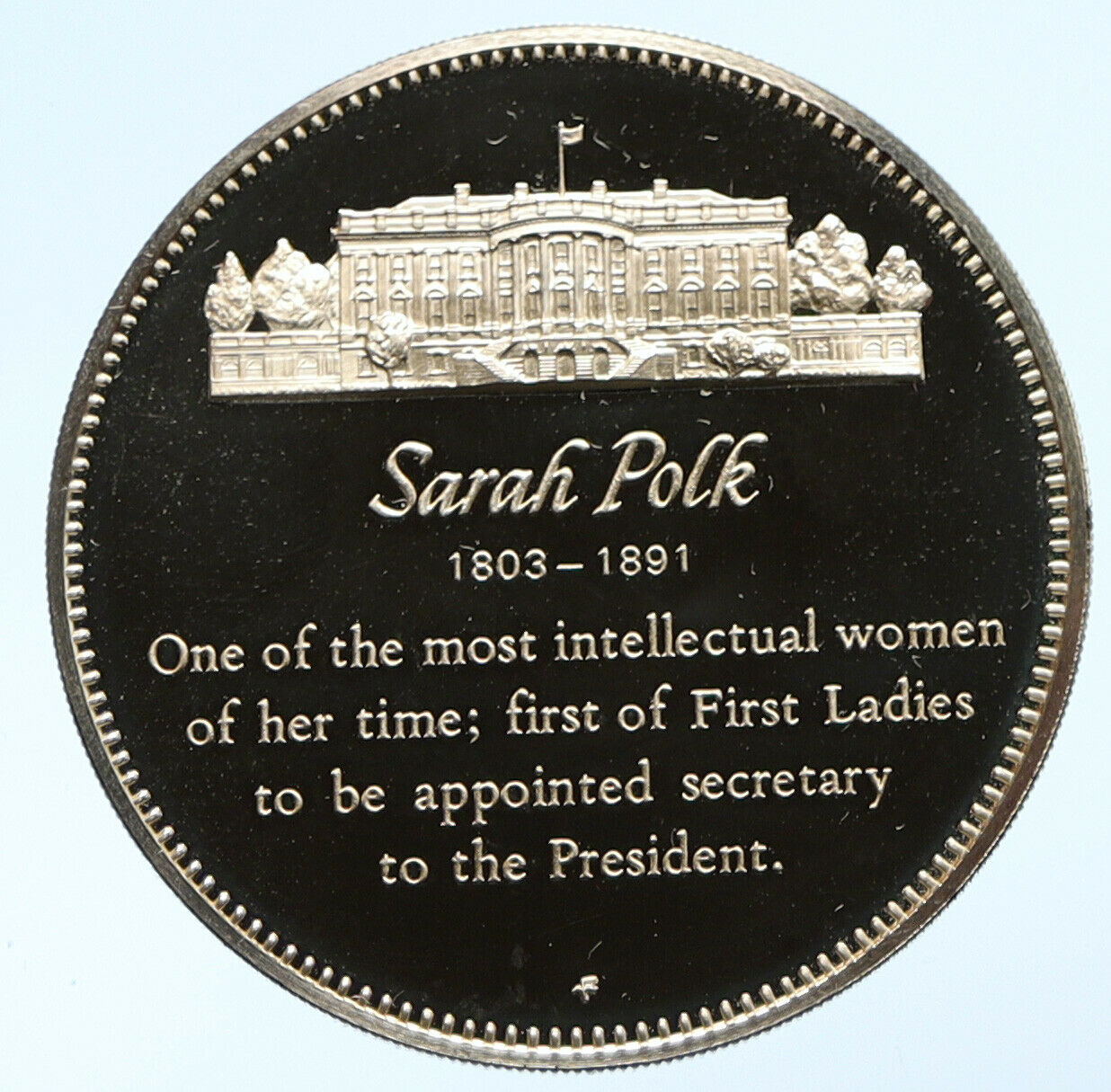 1972 FM US USA White House FIRST LADY Sarah Polk OLD PROOF Silver Medal i95815